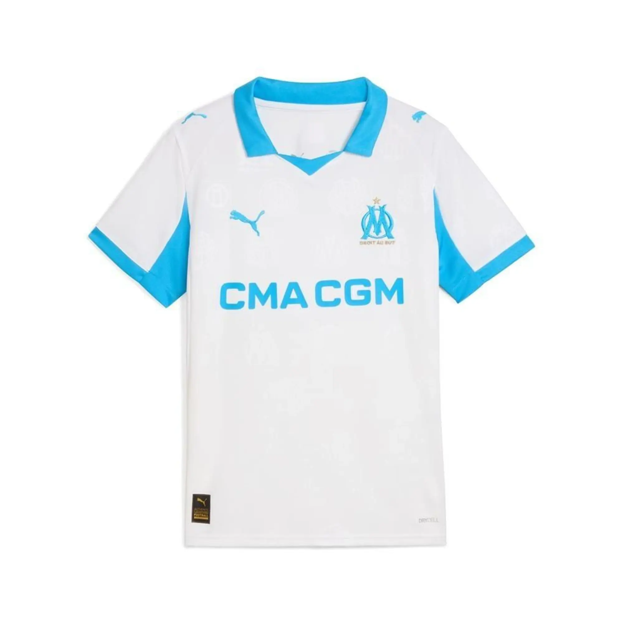 PUMA Olympique Marseille 25/26 Home Jersey Youth, White/Azure
