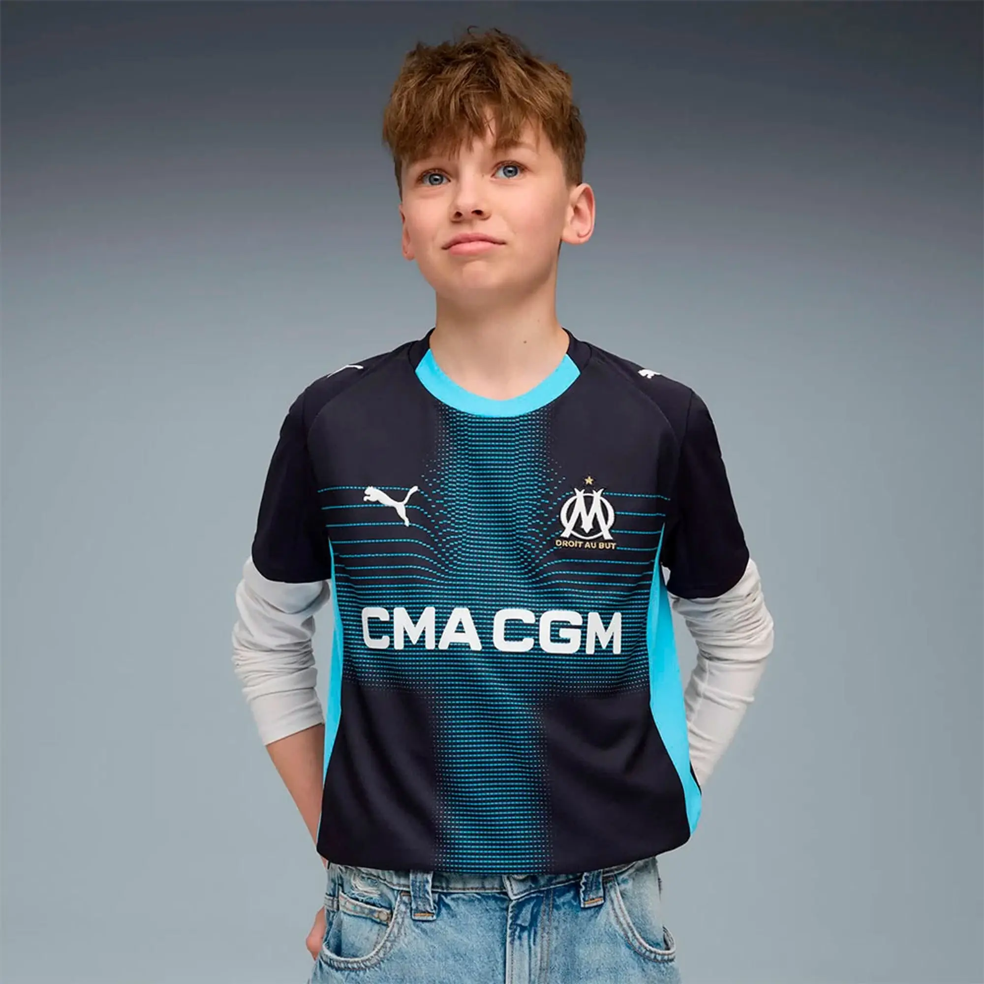 PUMA Olympique De Marseille 25/26 Away Jersey Youth, Dark Blue