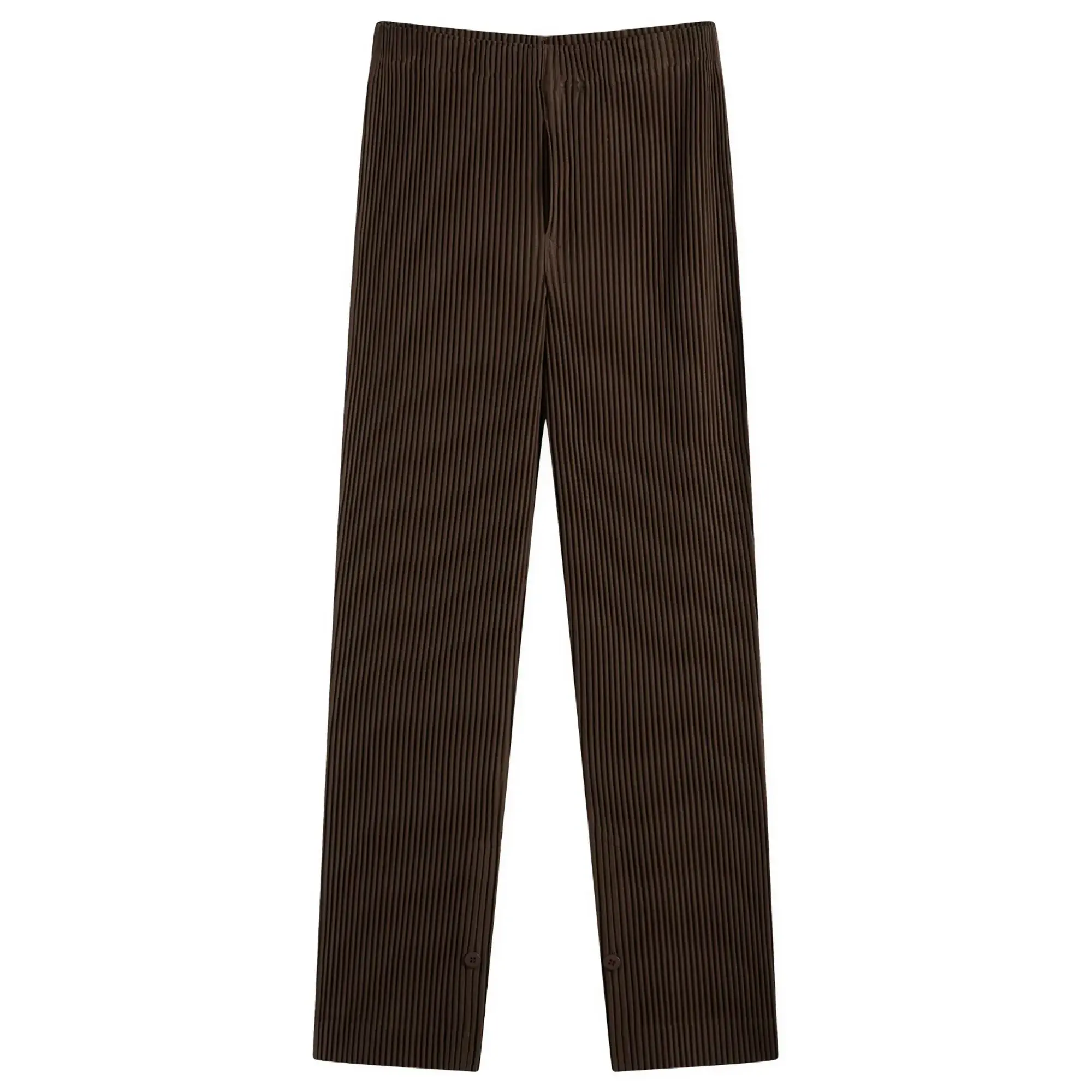 Homme Plissé Issey Miyake Men's Pleated Snap Trousers Mud Brown