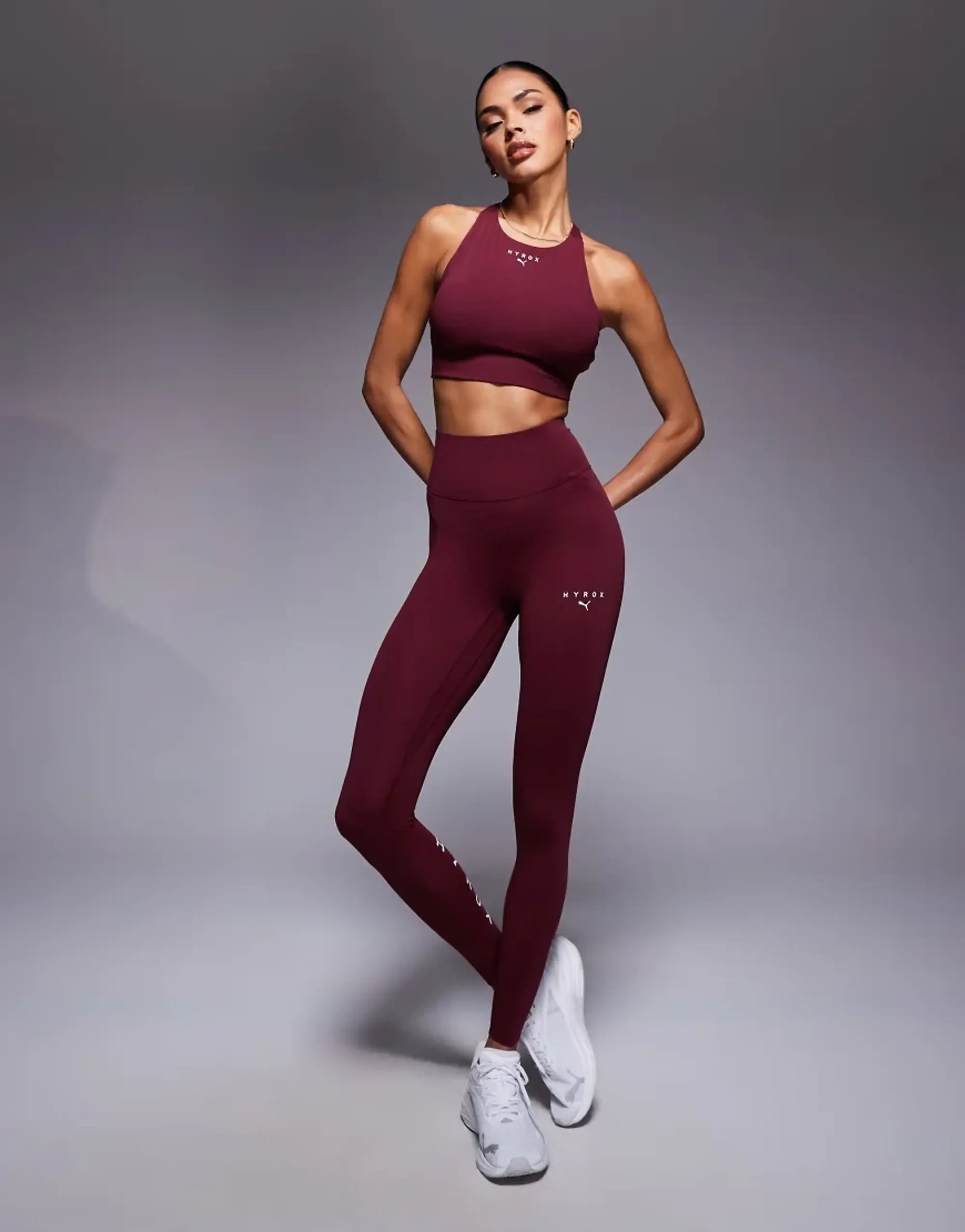 PUMA x HYROX Shapeluxe 7/8 Length Tights Women, Ruby Shimmer, size Large