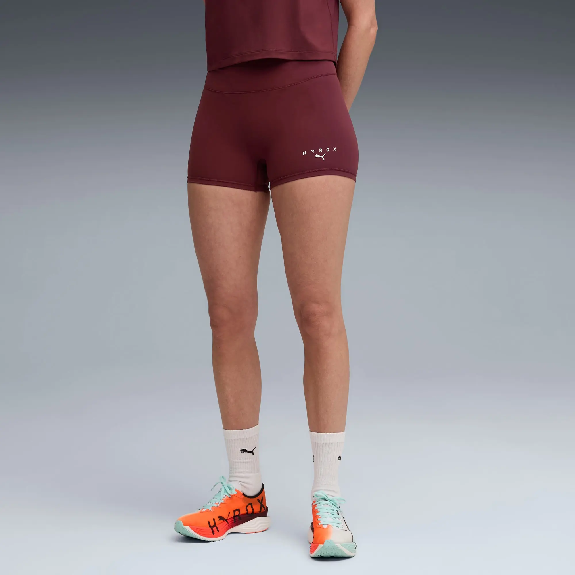 PUMA x HYROX Shapeluxe 3" Tight Shorts Women, Ruby Shimmer, size Large
