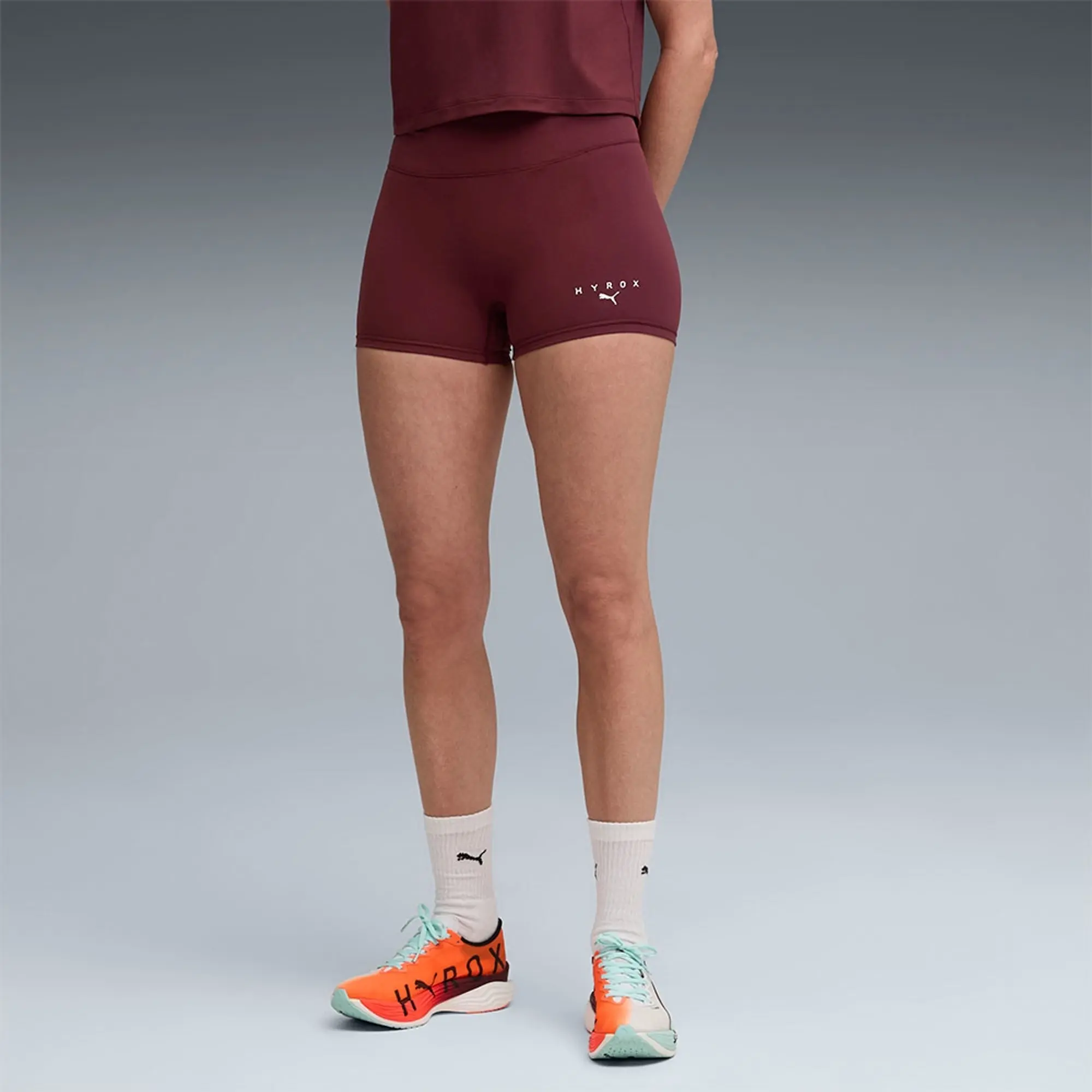 PUMA x HYROX Shapeluxe 3" Tight Shorts Women, Ruby Shimmer, size Large