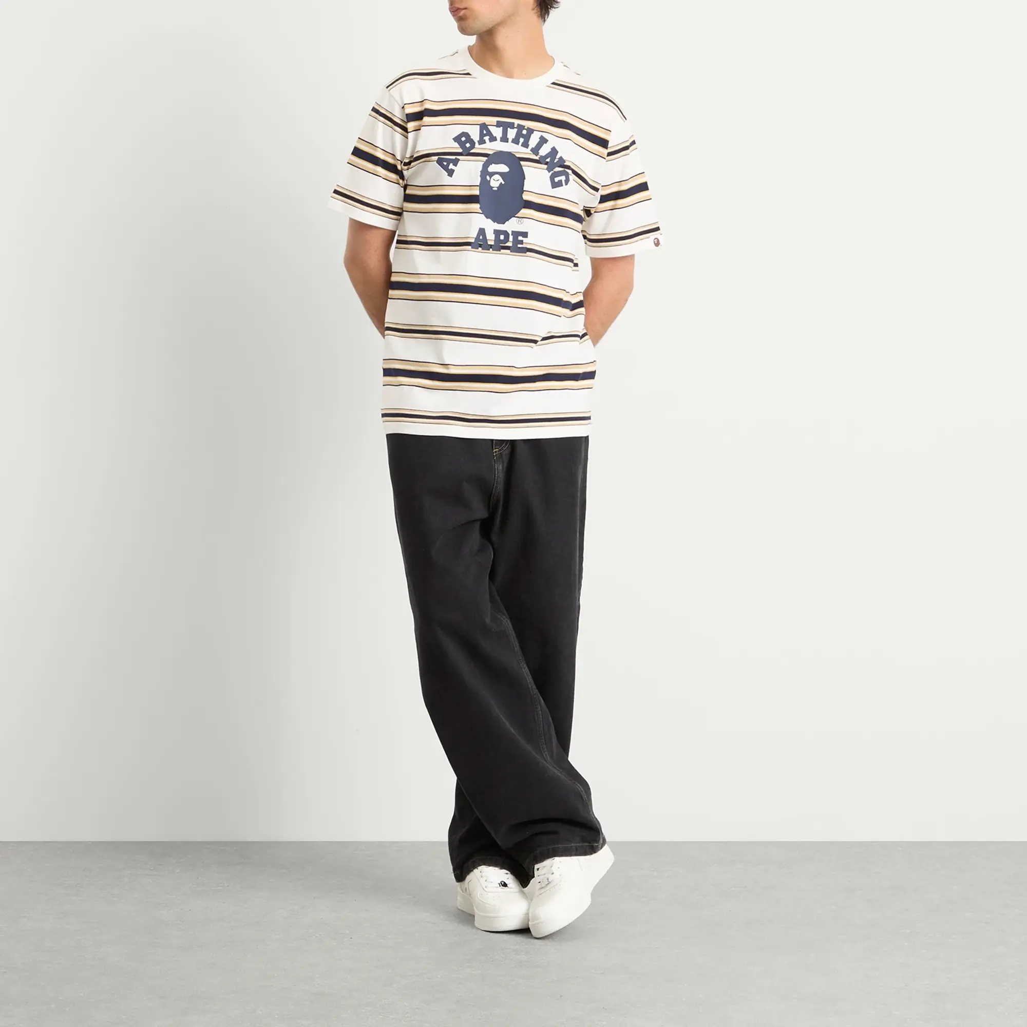 A Bathing Ape Men's College Stripe Tee White
