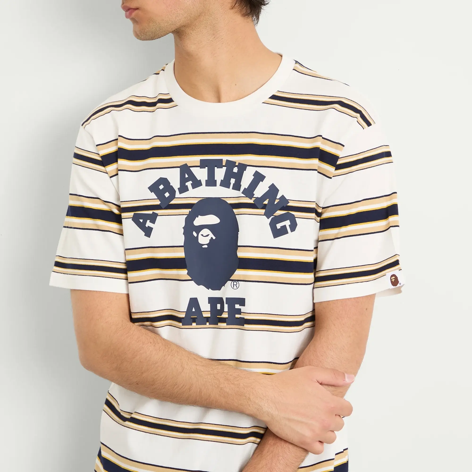 A Bathing Ape Men's College Stripe Tee White