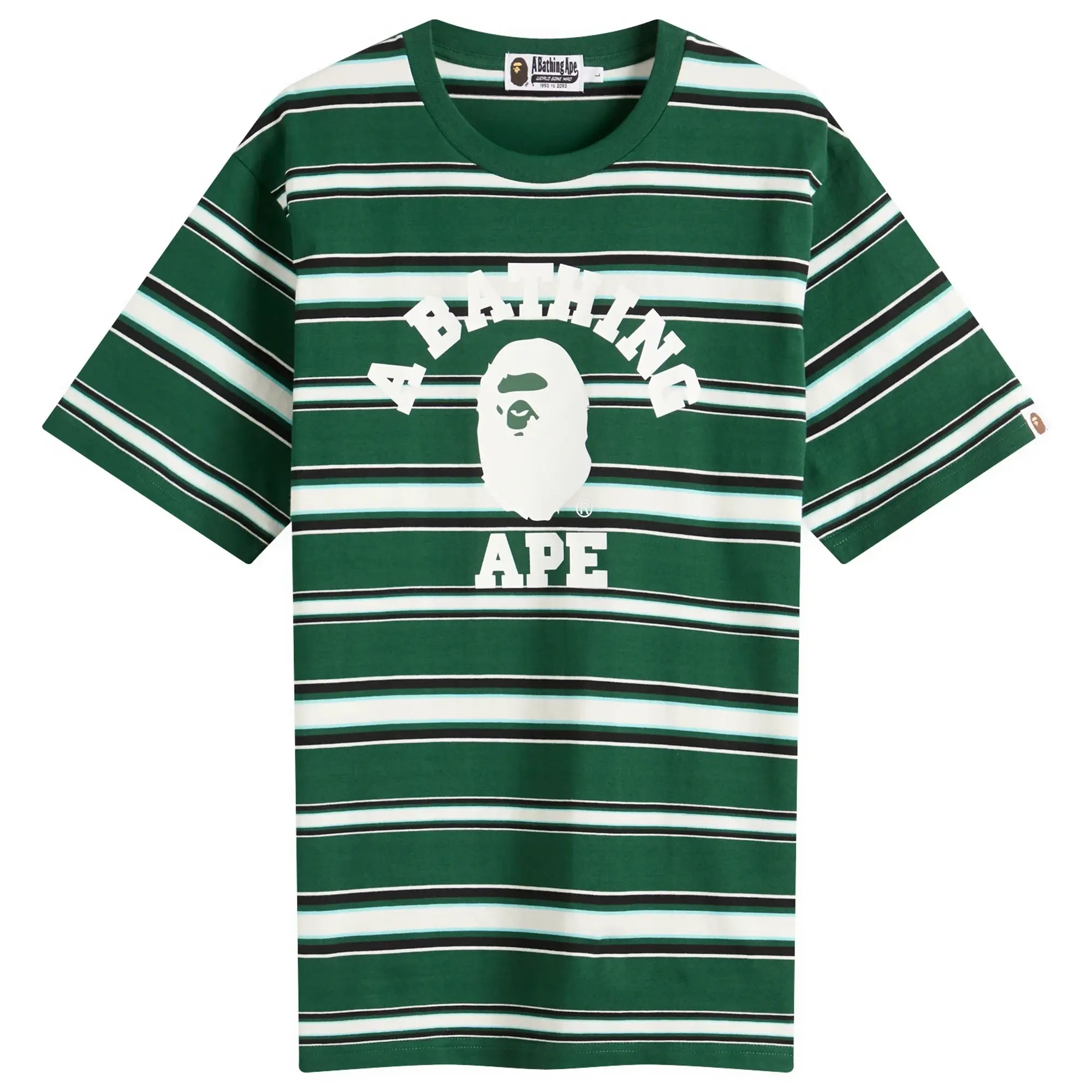A Bathing Ape Men's College Stripe Tee Green