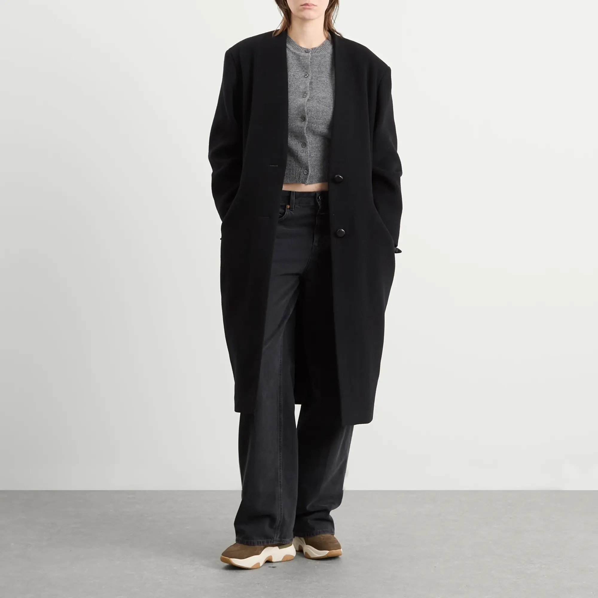 Isabel Marant Women's Florane Long Wool Coat Black