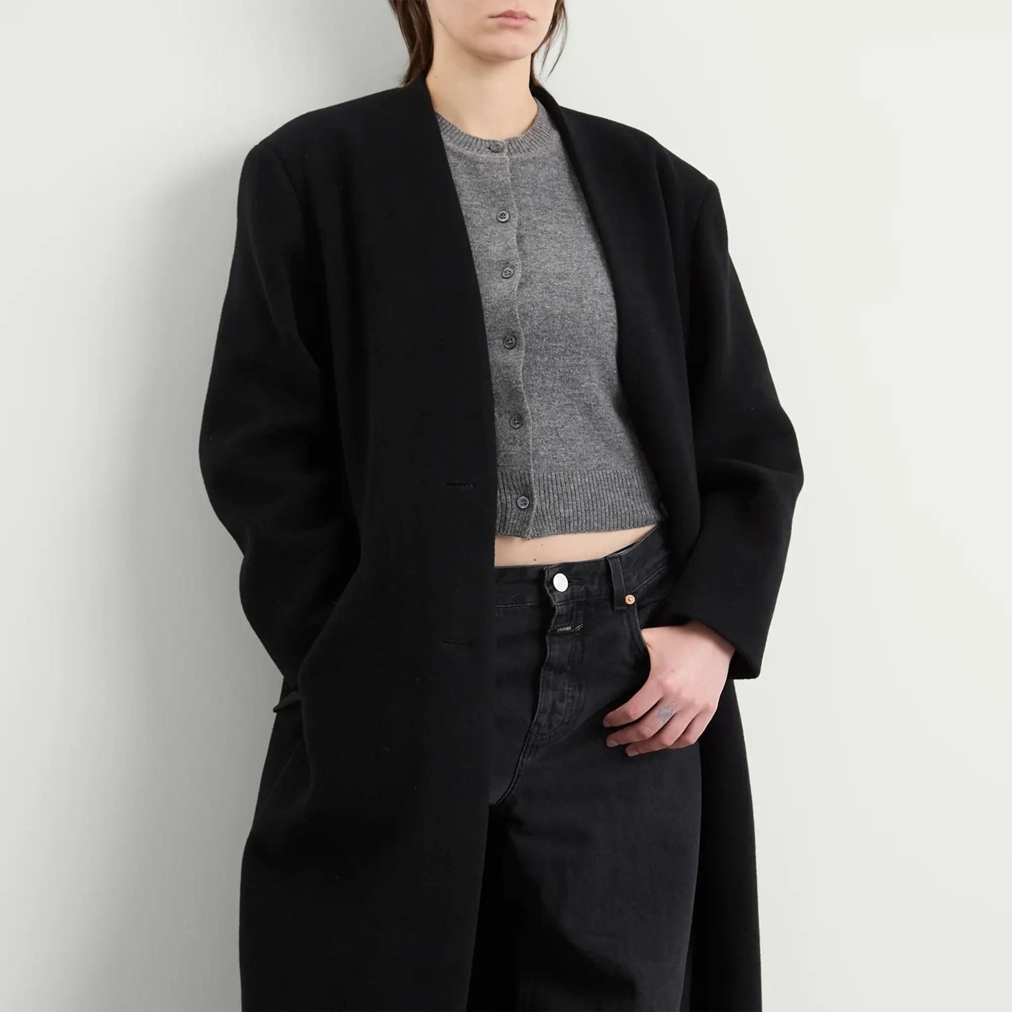 Isabel Marant Women's Florane Long Wool Coat Black