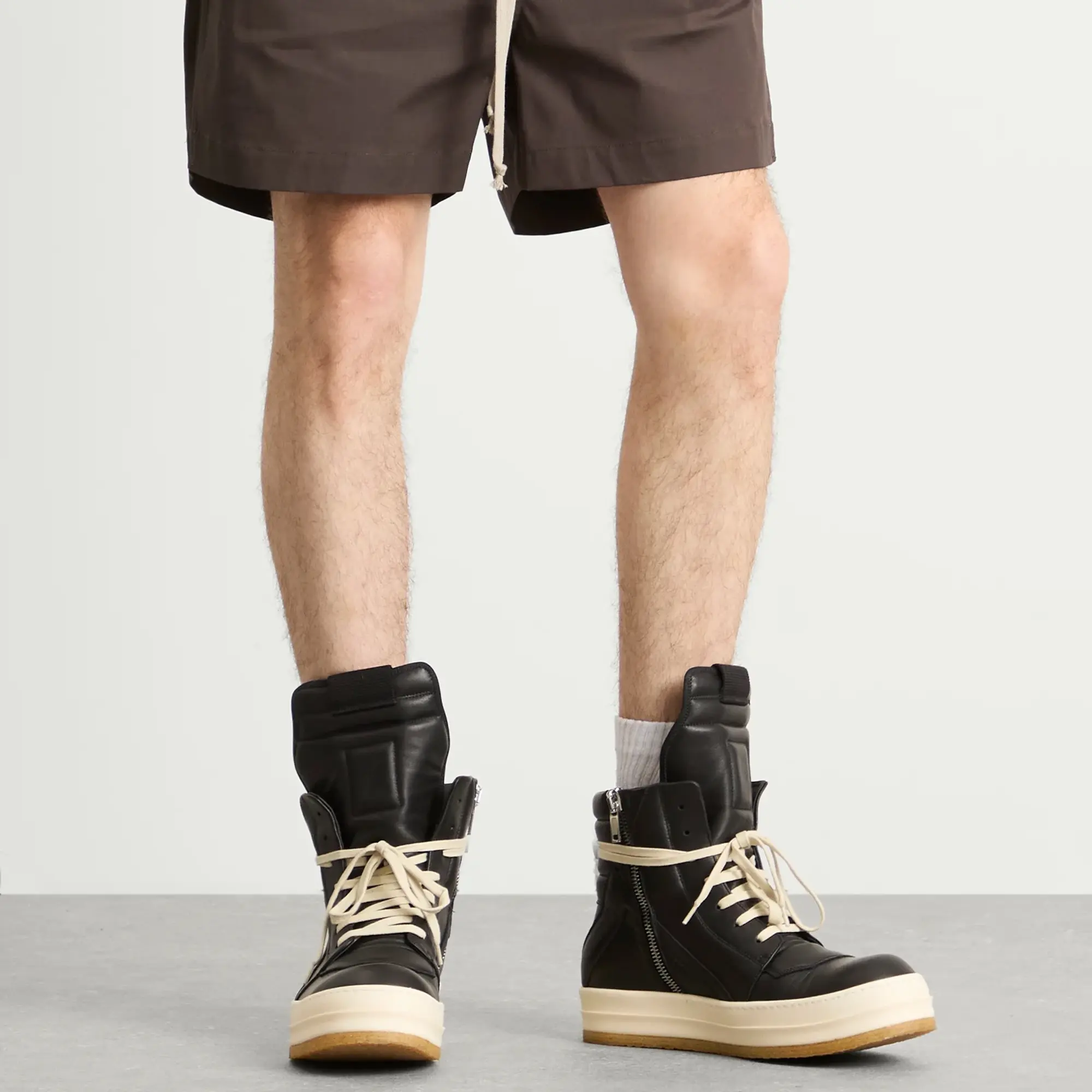 Rick Owens Men's Creep Geobasket Sneaker Black/Milk