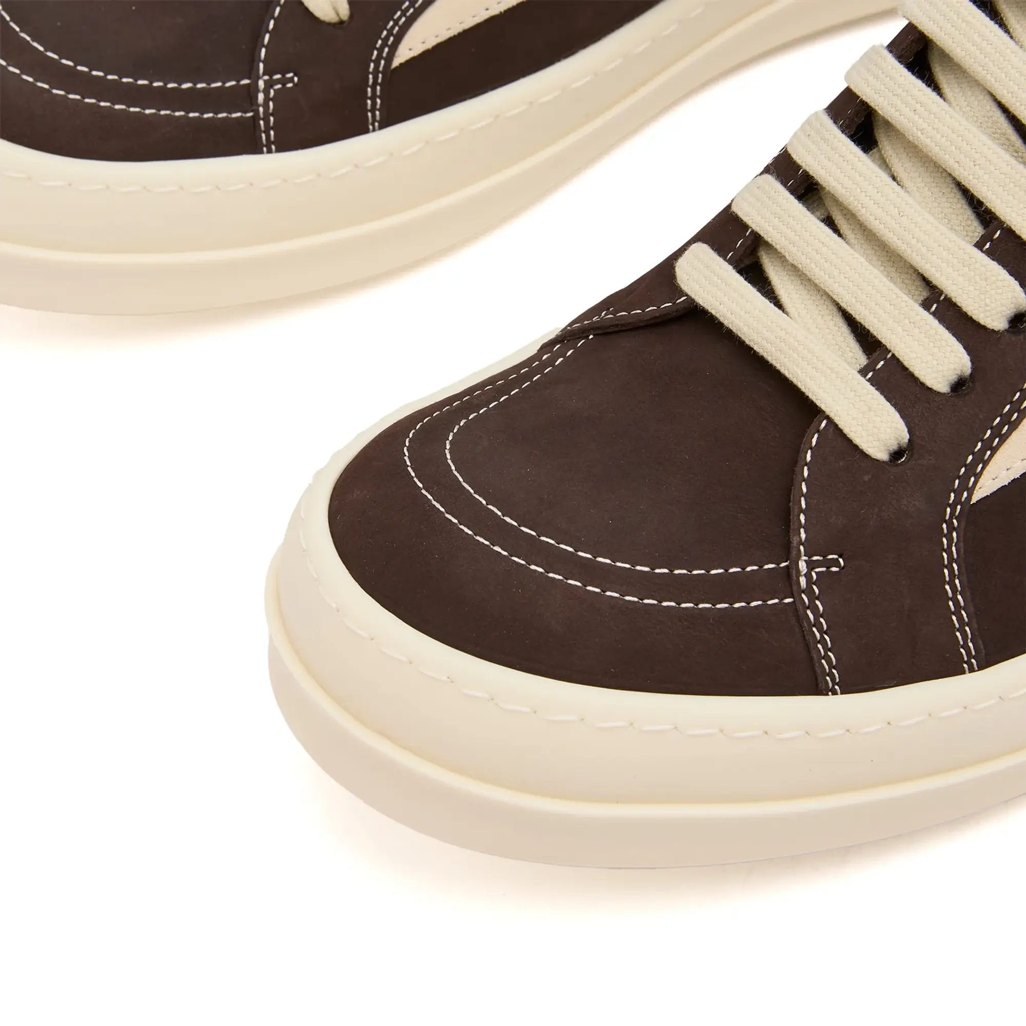 Rick Owens Men's Nubuck Vintage Sneaks Brown/Milk/Milk