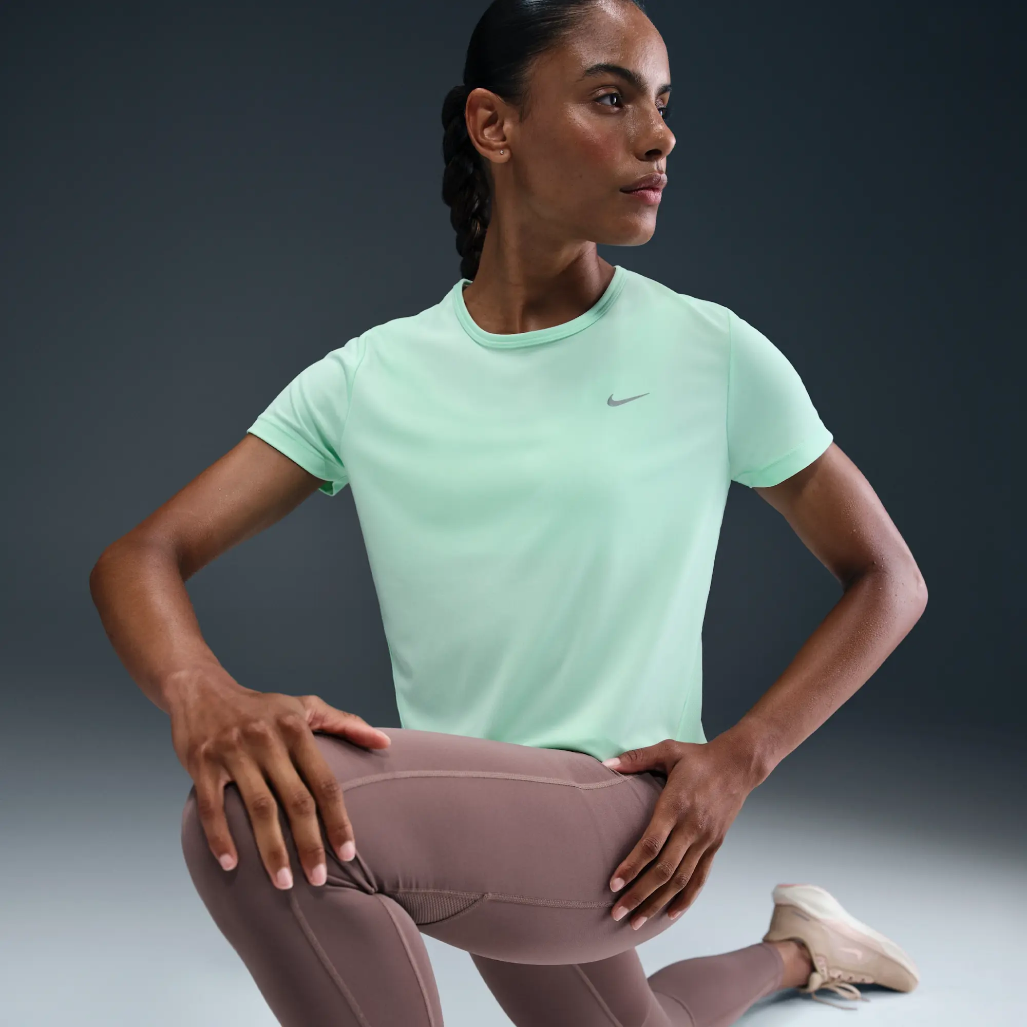 Nike Tempo Women's Dri-FIT Short-Sleeve Running Top - Green - Recycled Polyester
