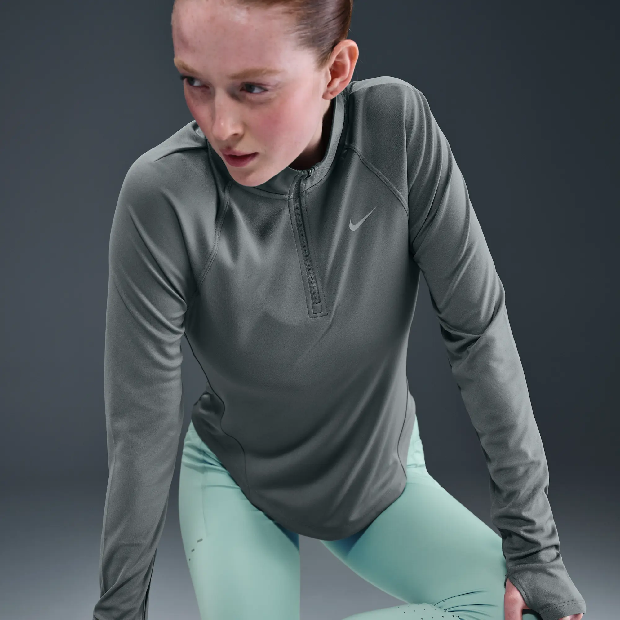 Nike Tempo Women's Dri-FIT 1/4-Zip Running Top - Grey - Sustainable Materials