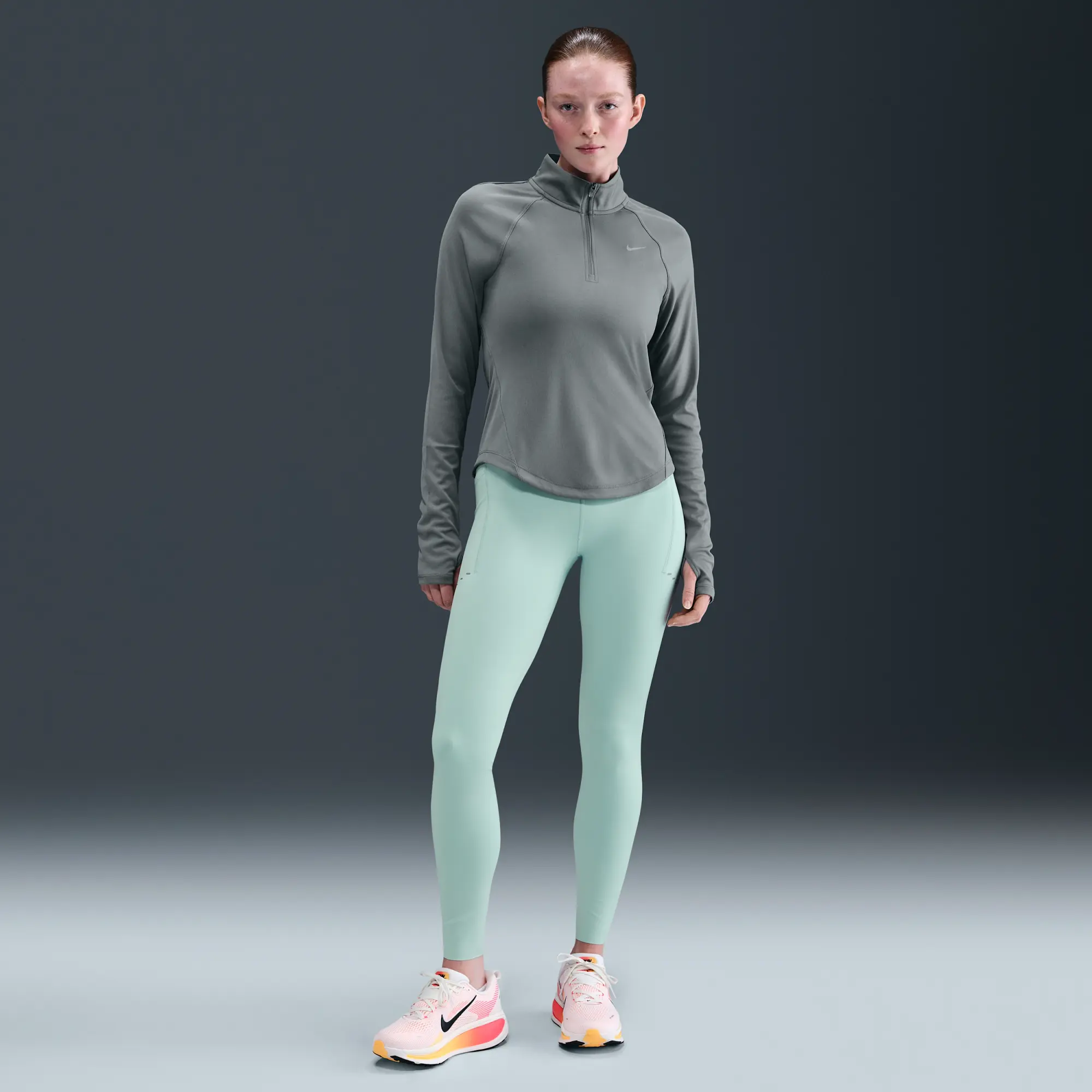 Nike Tempo Women's Dri-FIT 1/4-Zip Running Top - Grey - Sustainable Materials