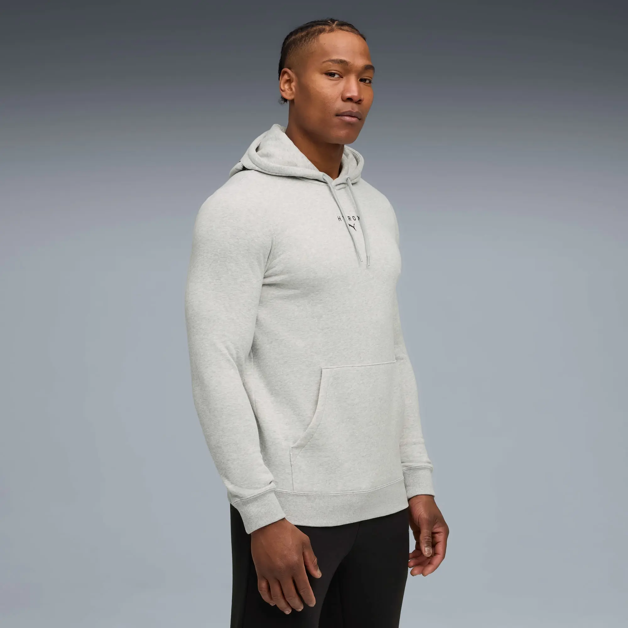 PUMA x HYROX Heavyweight Hoodie Men, Light Grey Heather, size Large