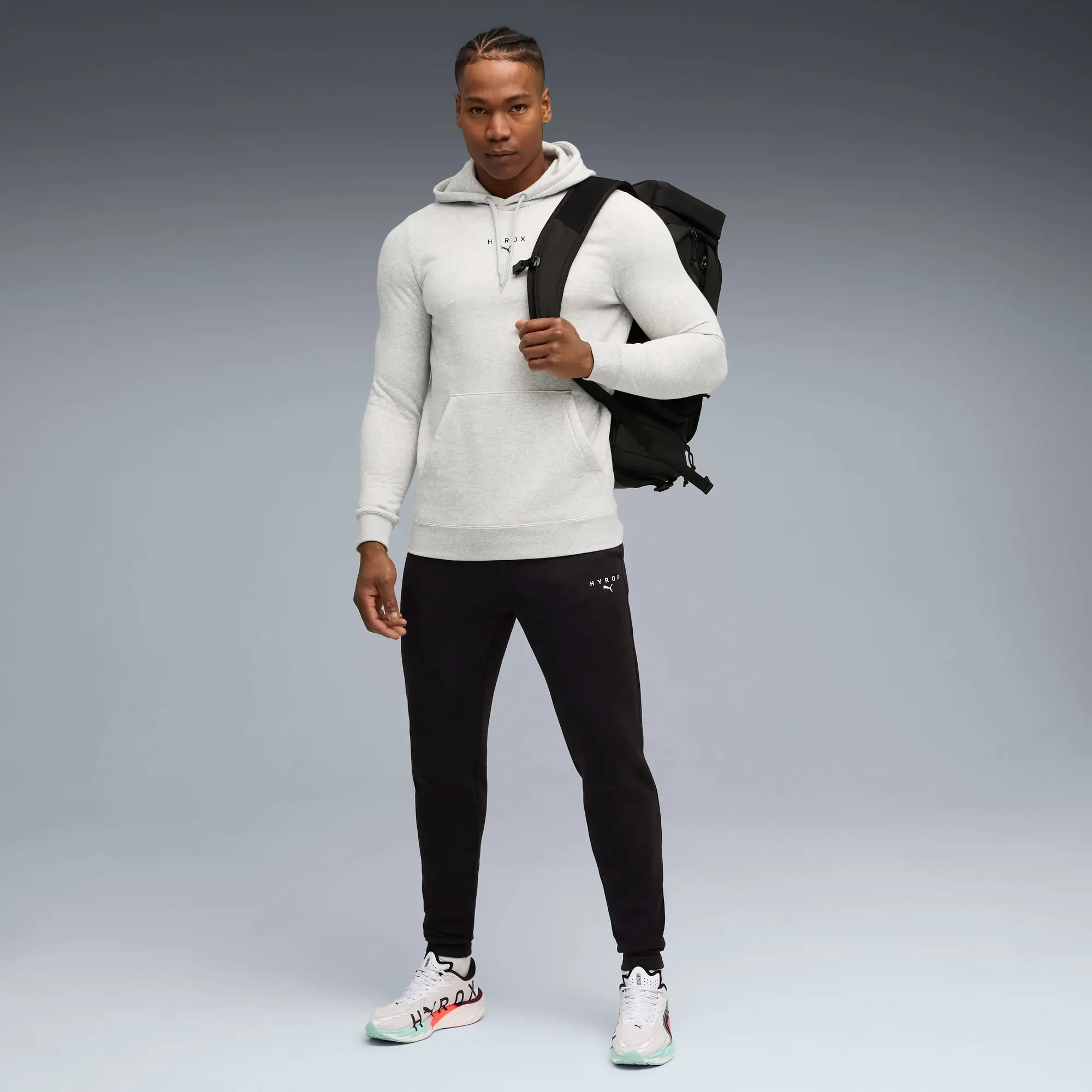 PUMA x HYROX Heavyweight Hoodie Men, Light Grey Heather, size Large