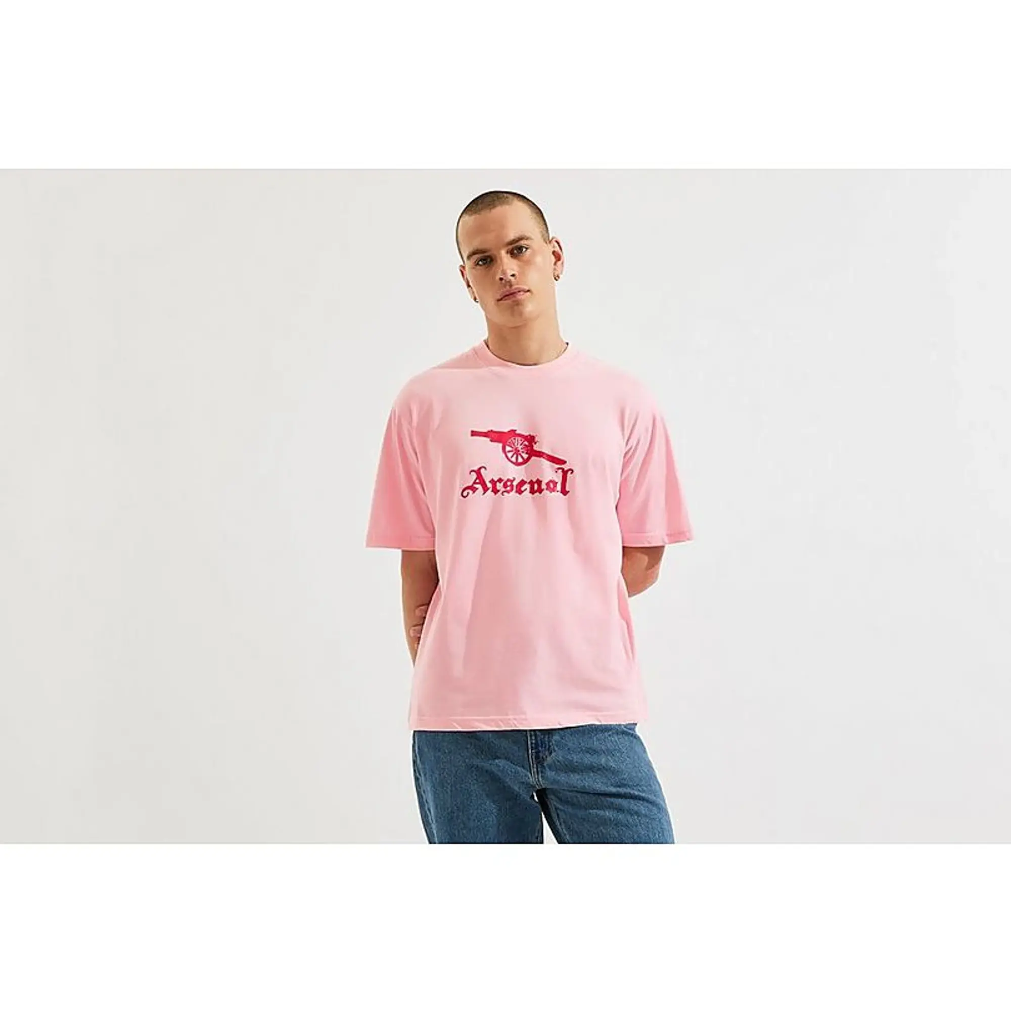 Arsenal Unisex Stamp Print T-Shirt in Pink, Multicolor