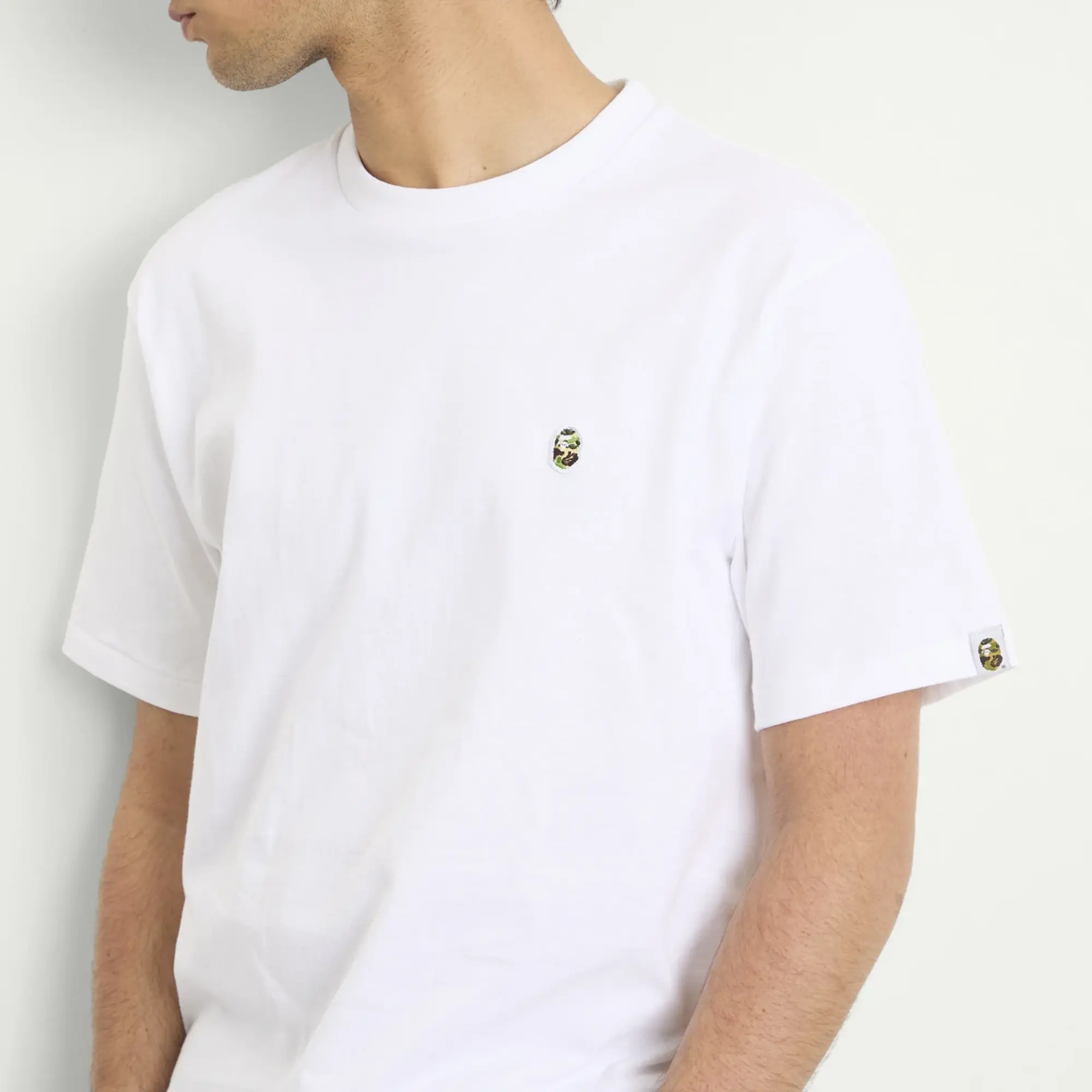 A Bathing Ape Men's Abc Camo One Point Tee White X Green
