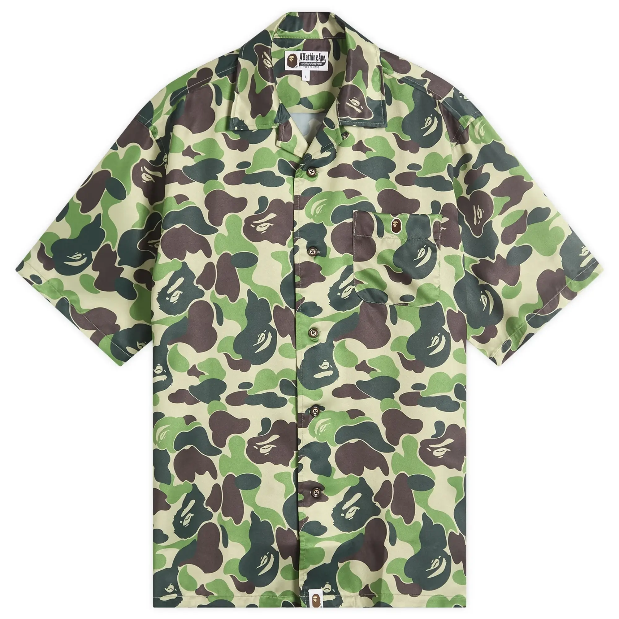 A Bathing Ape Men's Abc Camo Open Collar Ss Shirts Green