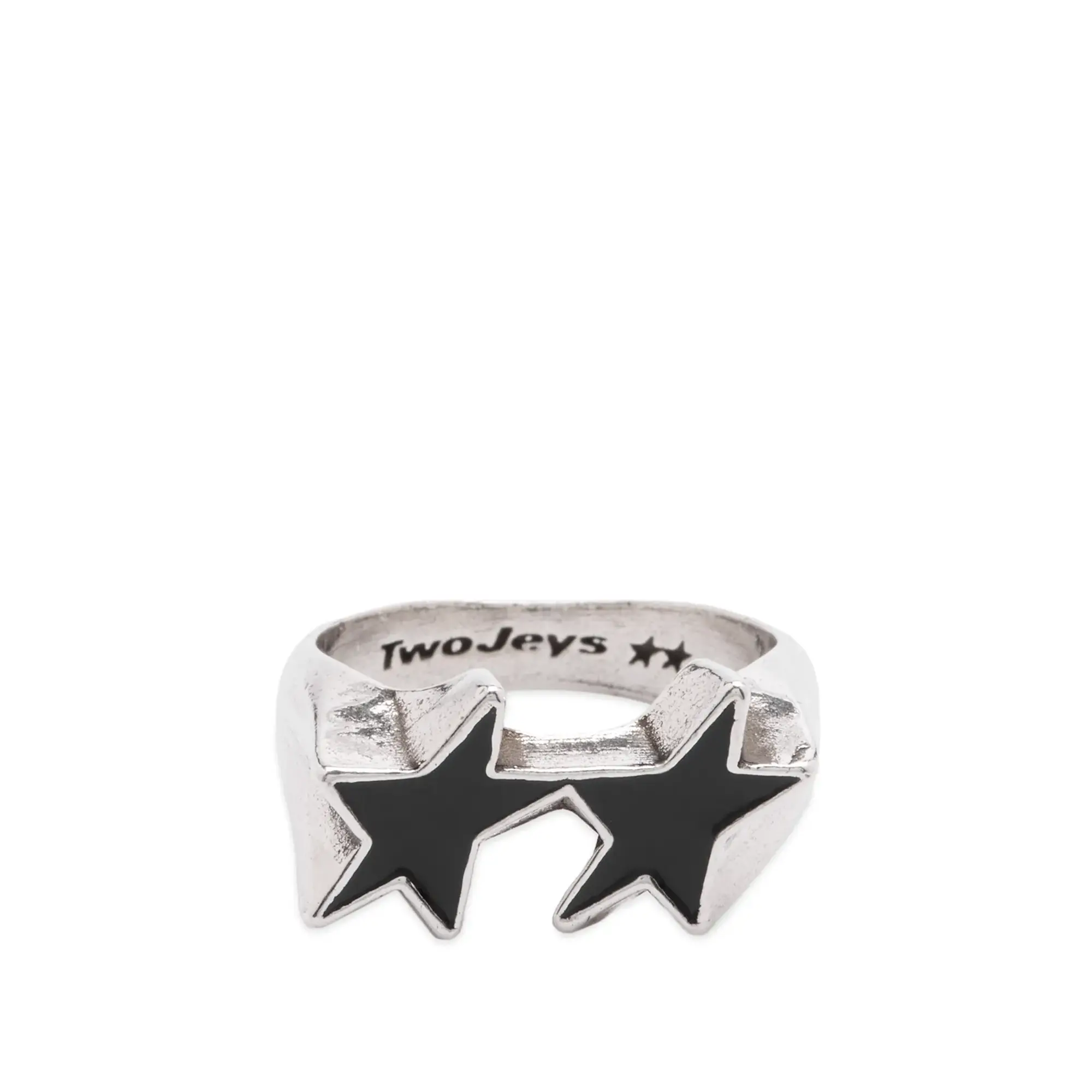 TwoJeys Men's Icon Enameled Single Ring Black/Silver