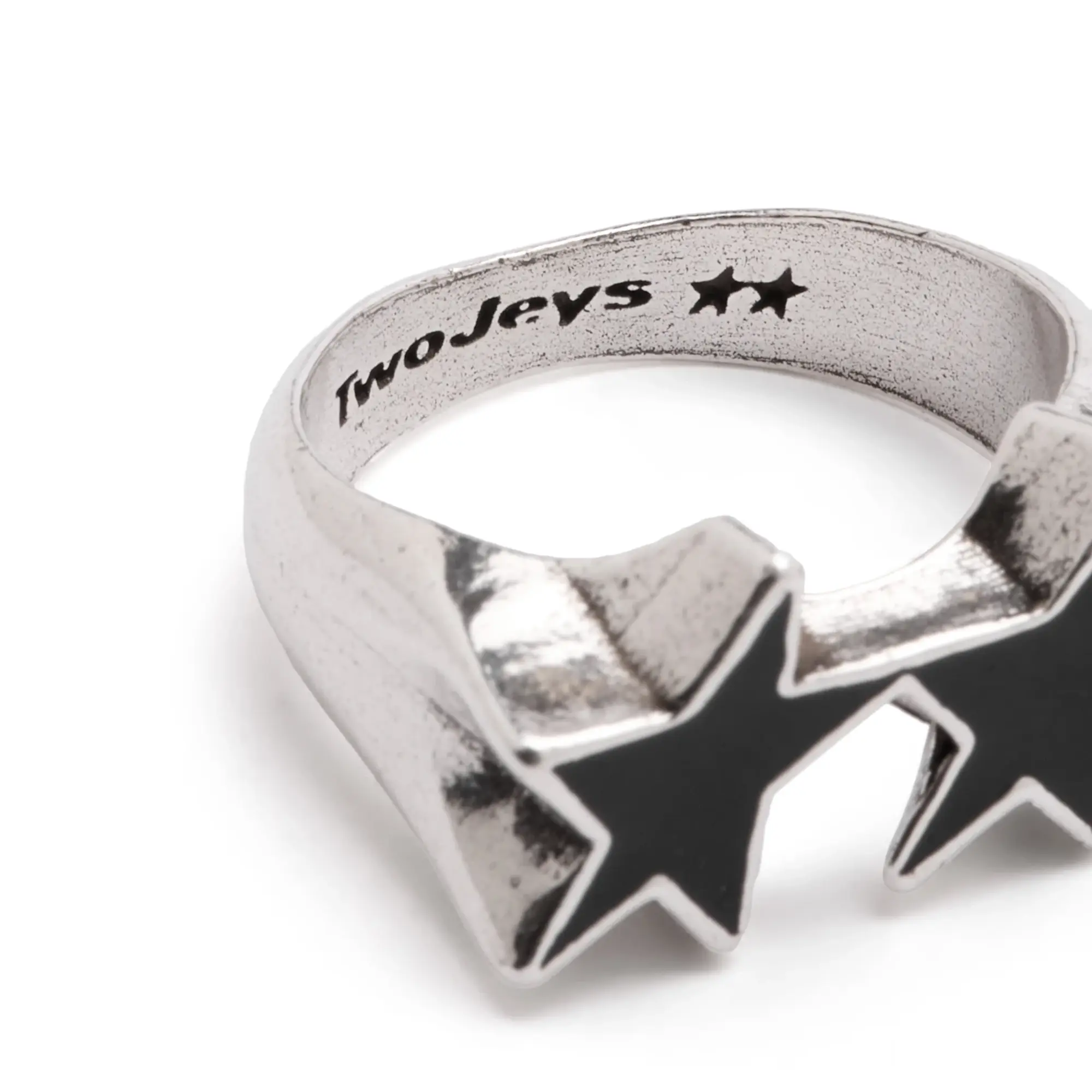 TwoJeys Men's Icon Enameled Single Ring Black/Silver
