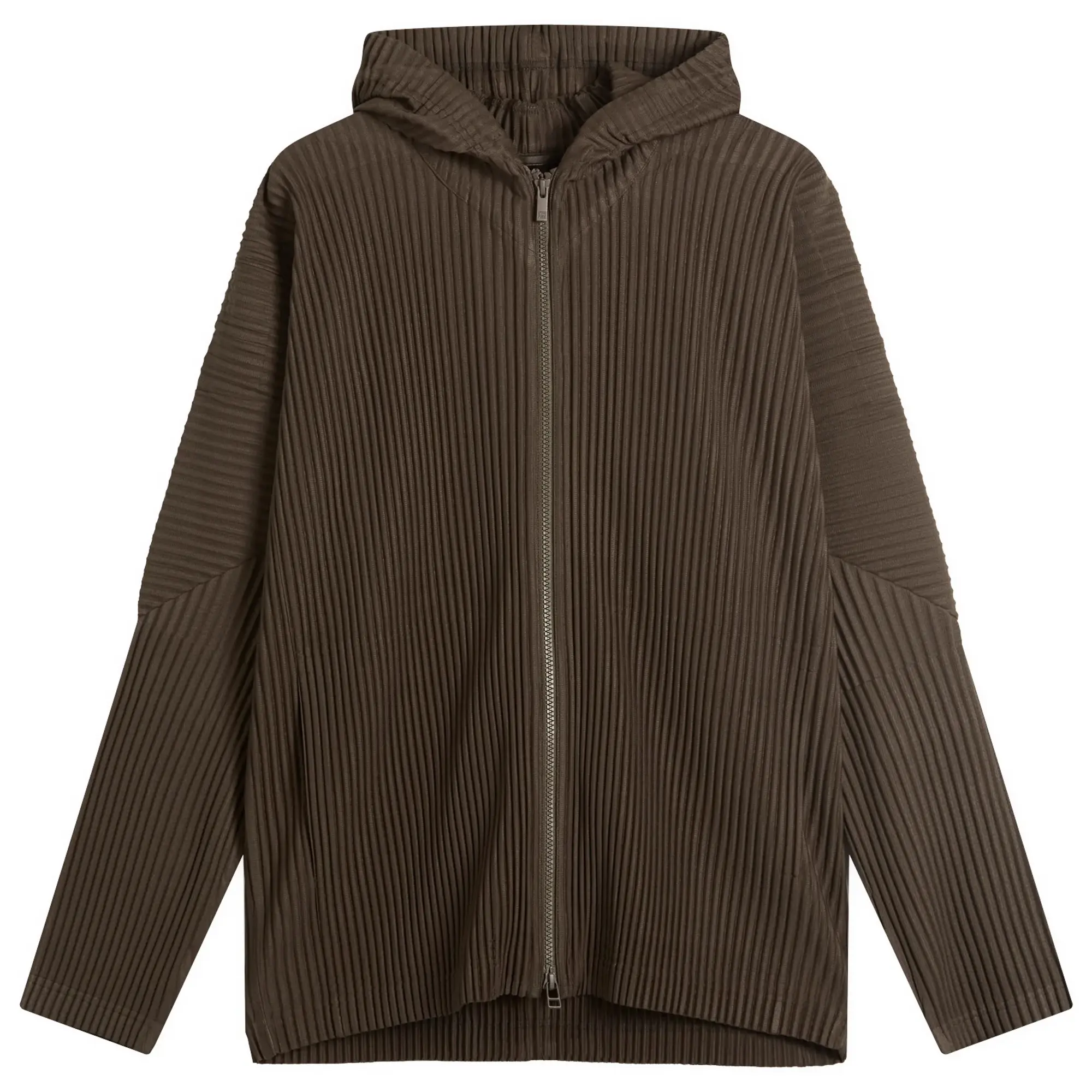 Homme Plissé Issey Miyake Men's Pleated Zip Jacket Mud Brown