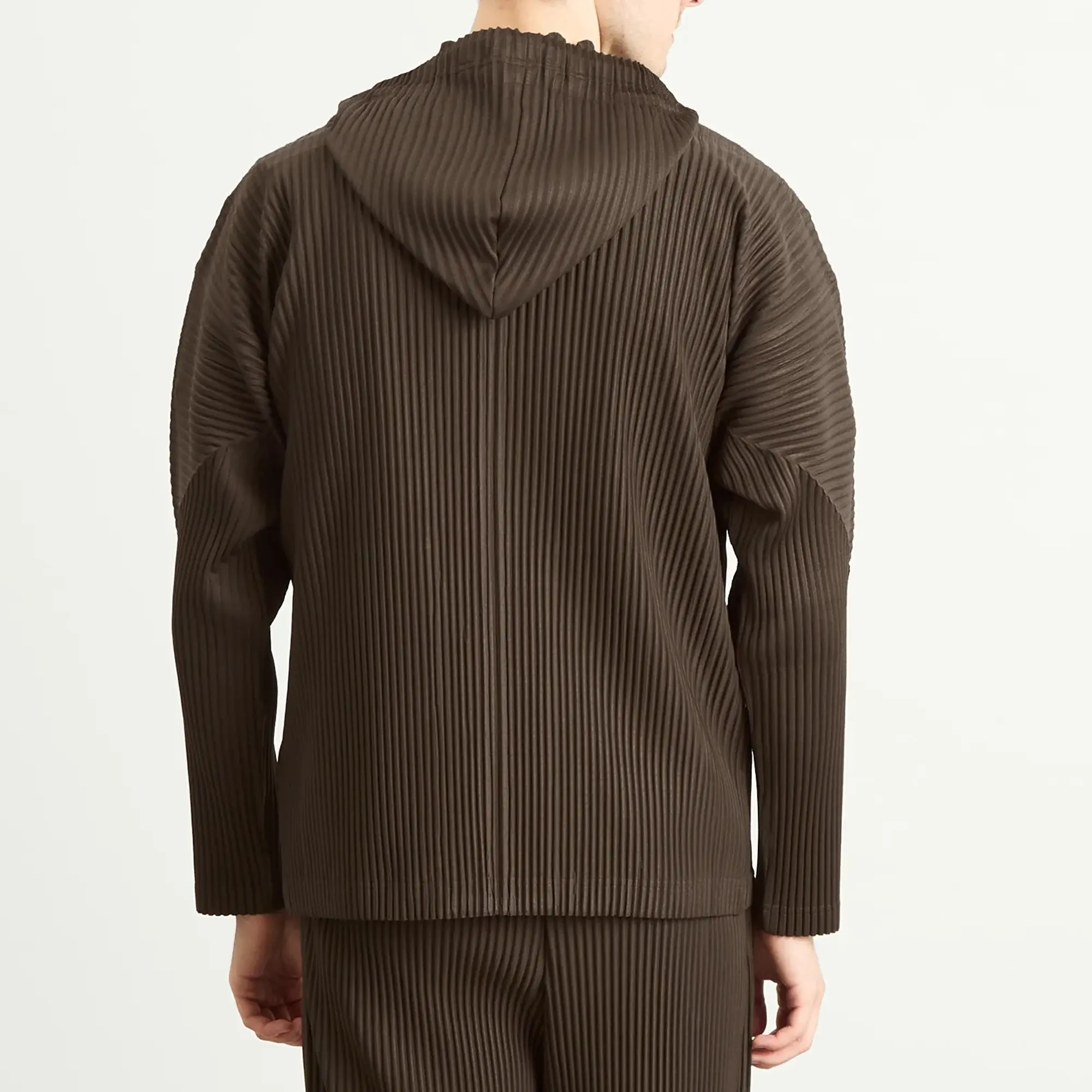 Homme Plissé Issey Miyake Men's Pleated Zip Jacket Mud Brown