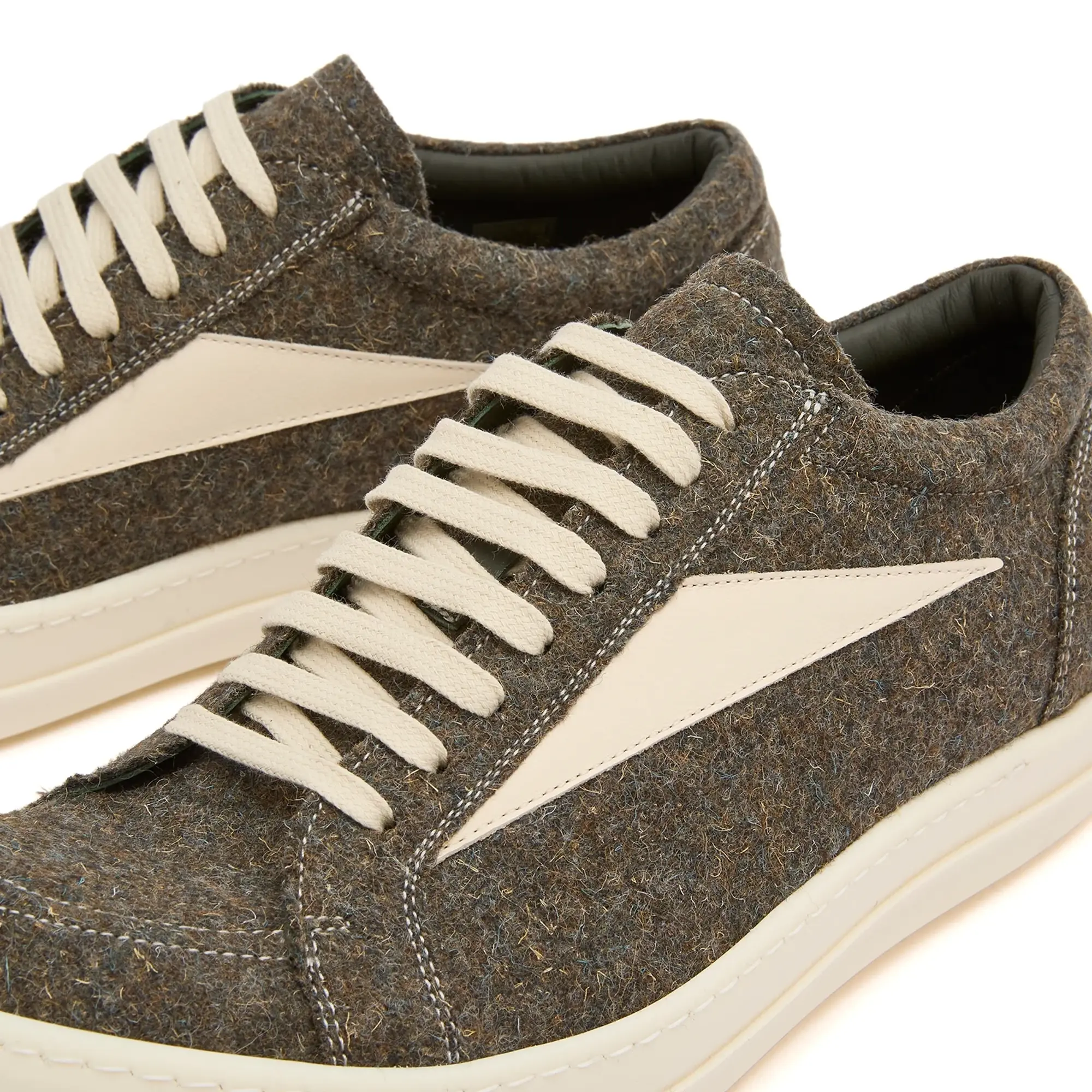 Rick Owens Men's Suede Vintage Sneaks Bosco/Milk/Milk