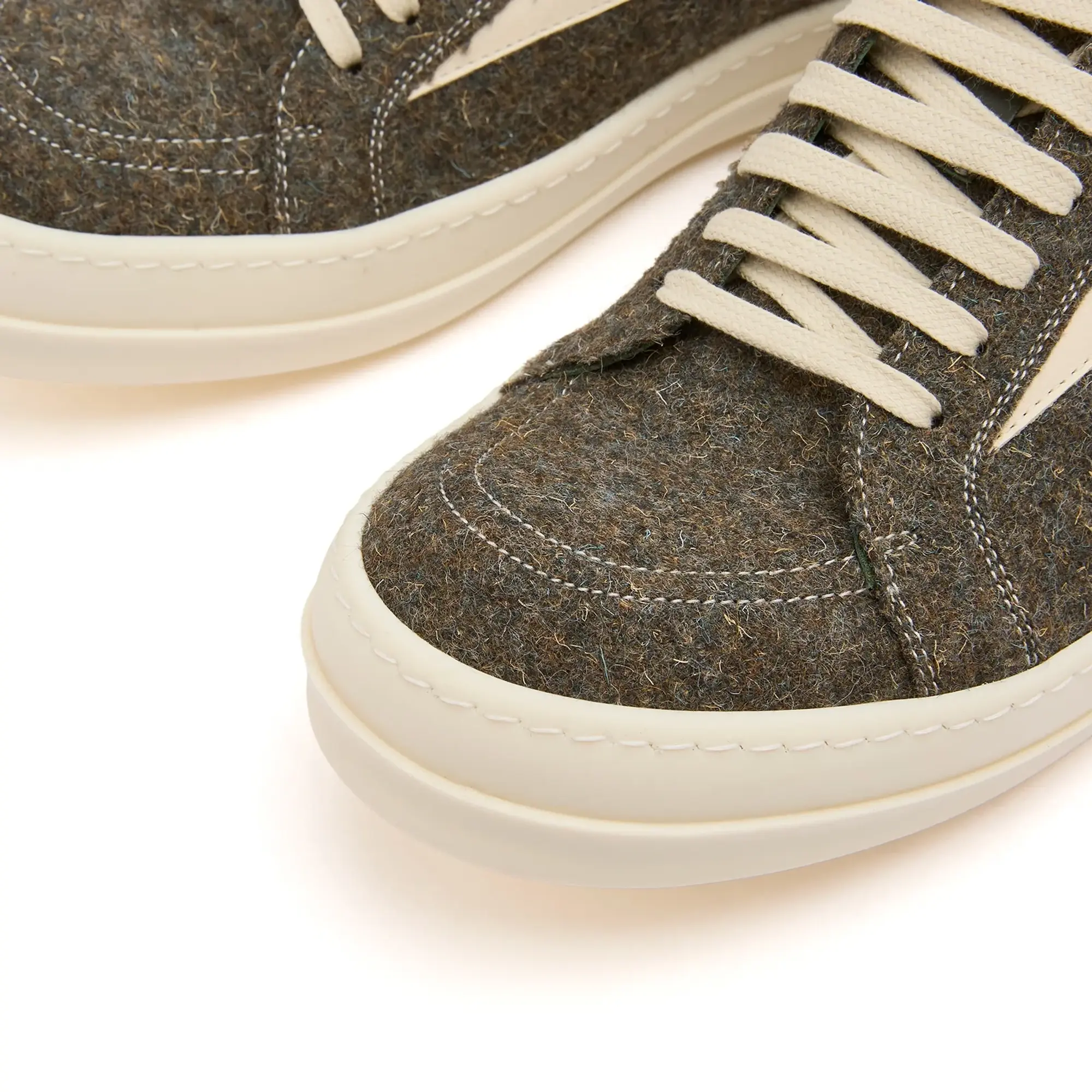 Rick Owens Men's Suede Vintage Sneaks Bosco/Milk/Milk