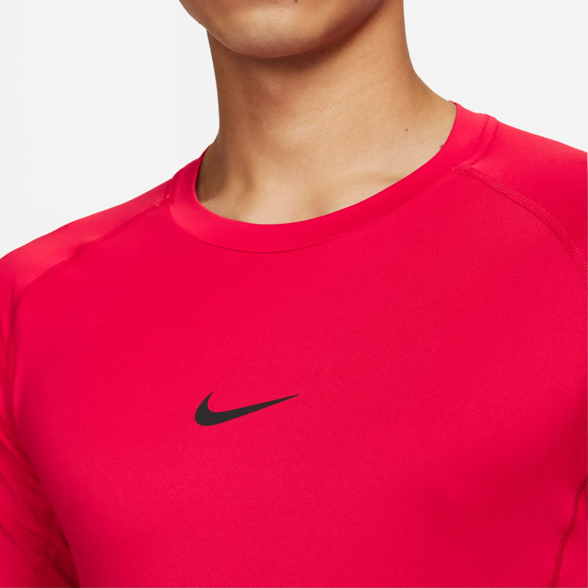 Nike Pro Men's Dri-FIT Tight Short-Sleeve Fitness Top - Red - Recycled Polyester Minimum