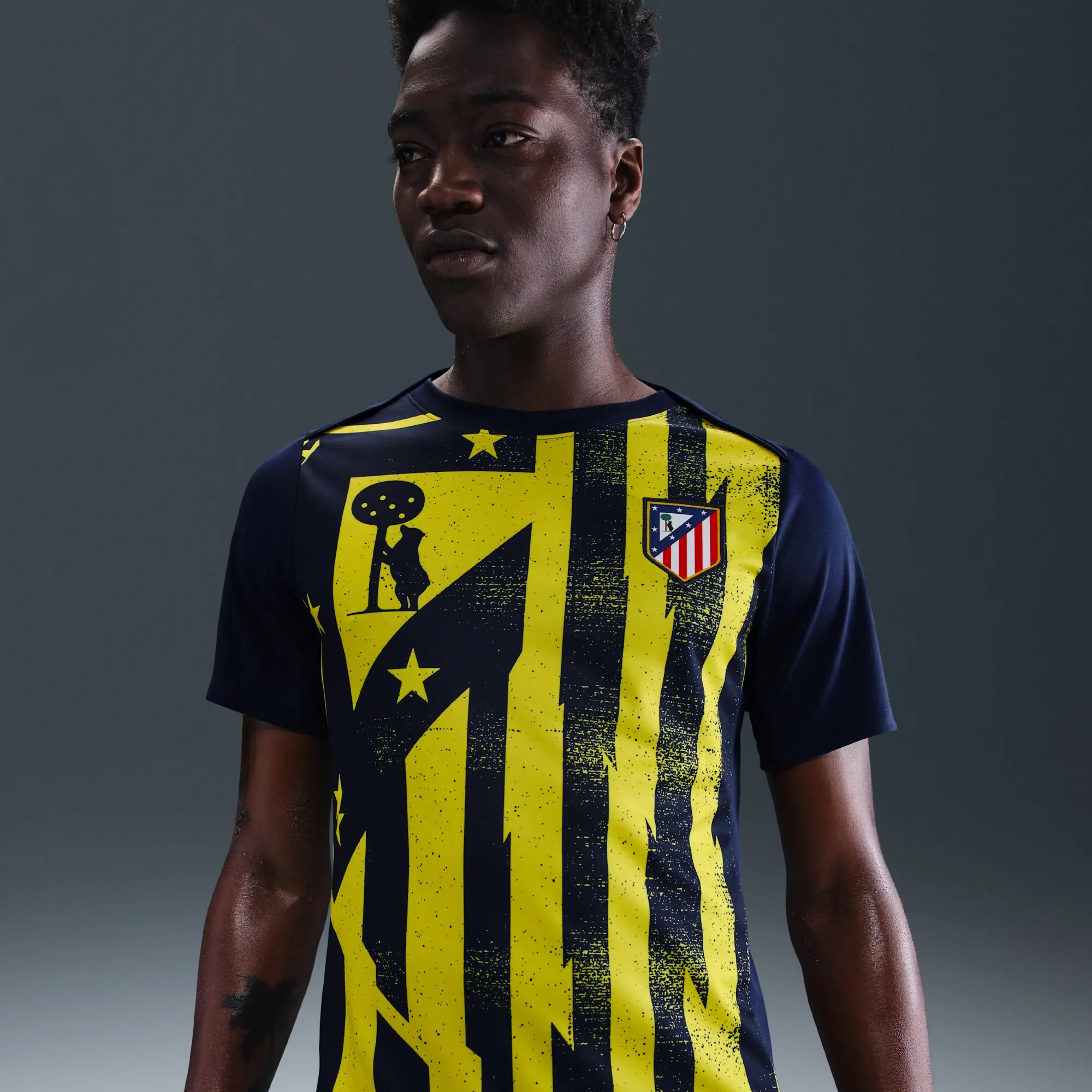 Atlético Madrid Academy Pro Away Men's Nike Dri-FIT Football Pre-Match Short-Sleeve Top - Blue - Recycled Polyester