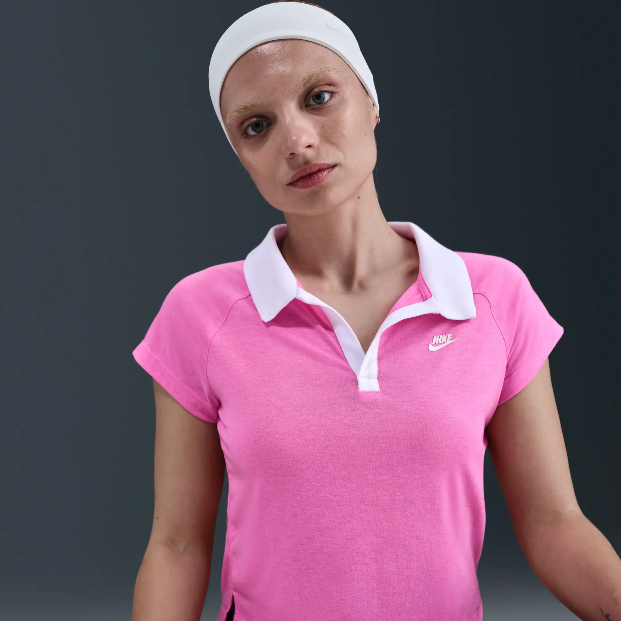 Nike Sportswear Women's Slim Retro Polo Top - Pink - Sustainable Materials