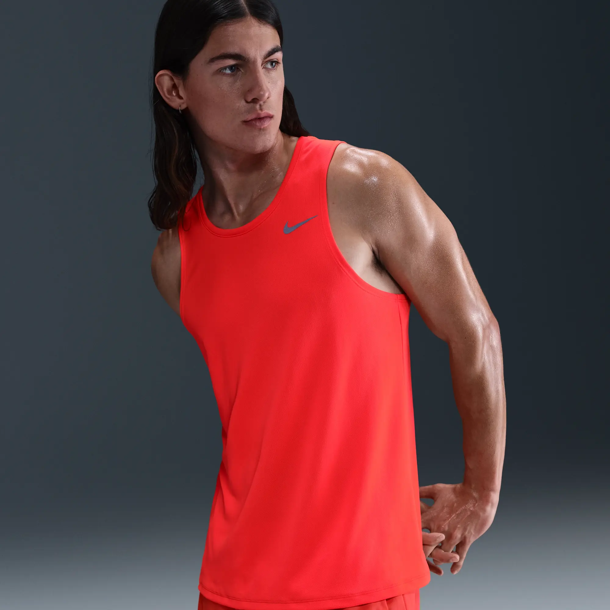 Nike Miler Men's Dri-FIT Running Tank Top - Red - Recycled Polyester