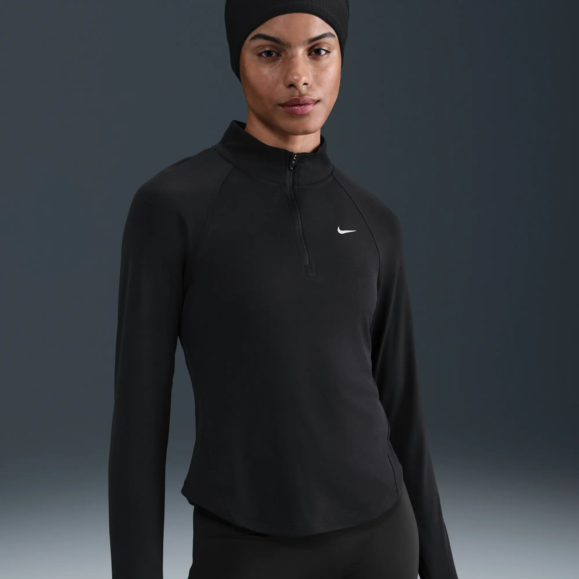 Nike Tempo Swoosh Run Women's Dri-FIT 1/4-Zip Running Top - Black - Sustainable Materials