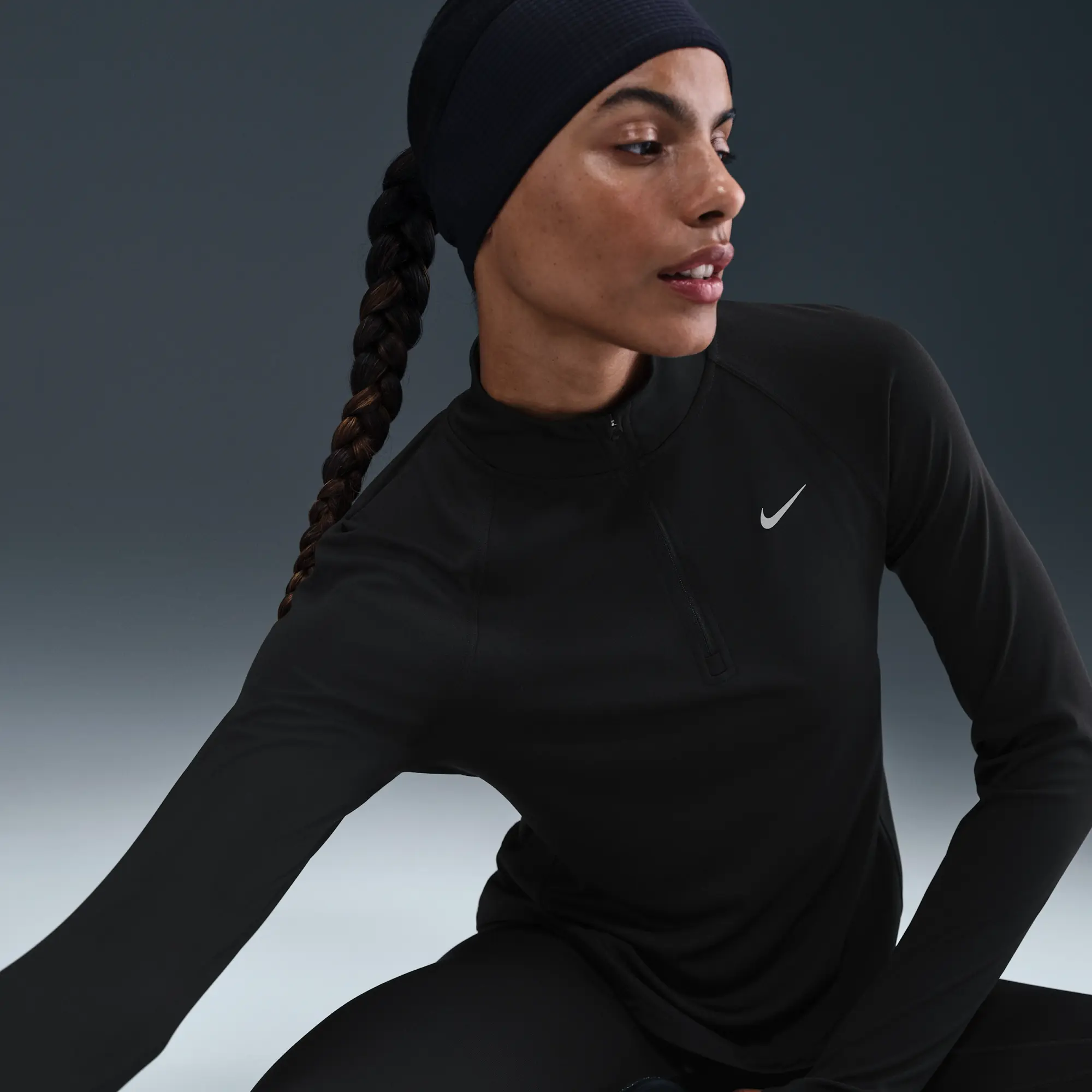 Nike Tempo Swoosh Run Women's Dri-FIT 1/4-Zip Running Top - Black - Sustainable Materials