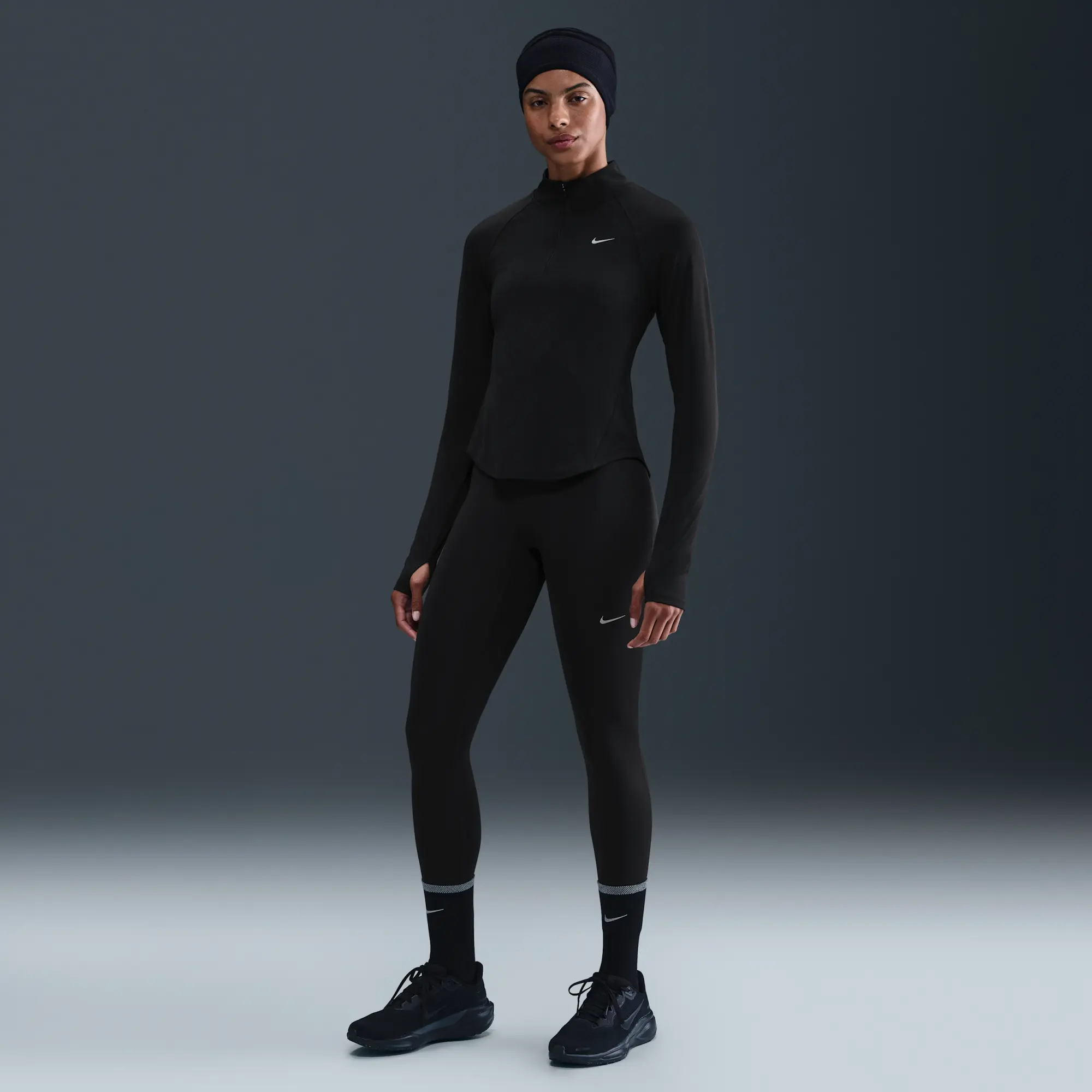 Nike Tempo Swoosh Run Women's Dri-FIT 1/4-Zip Running Top - Black - Sustainable Materials
