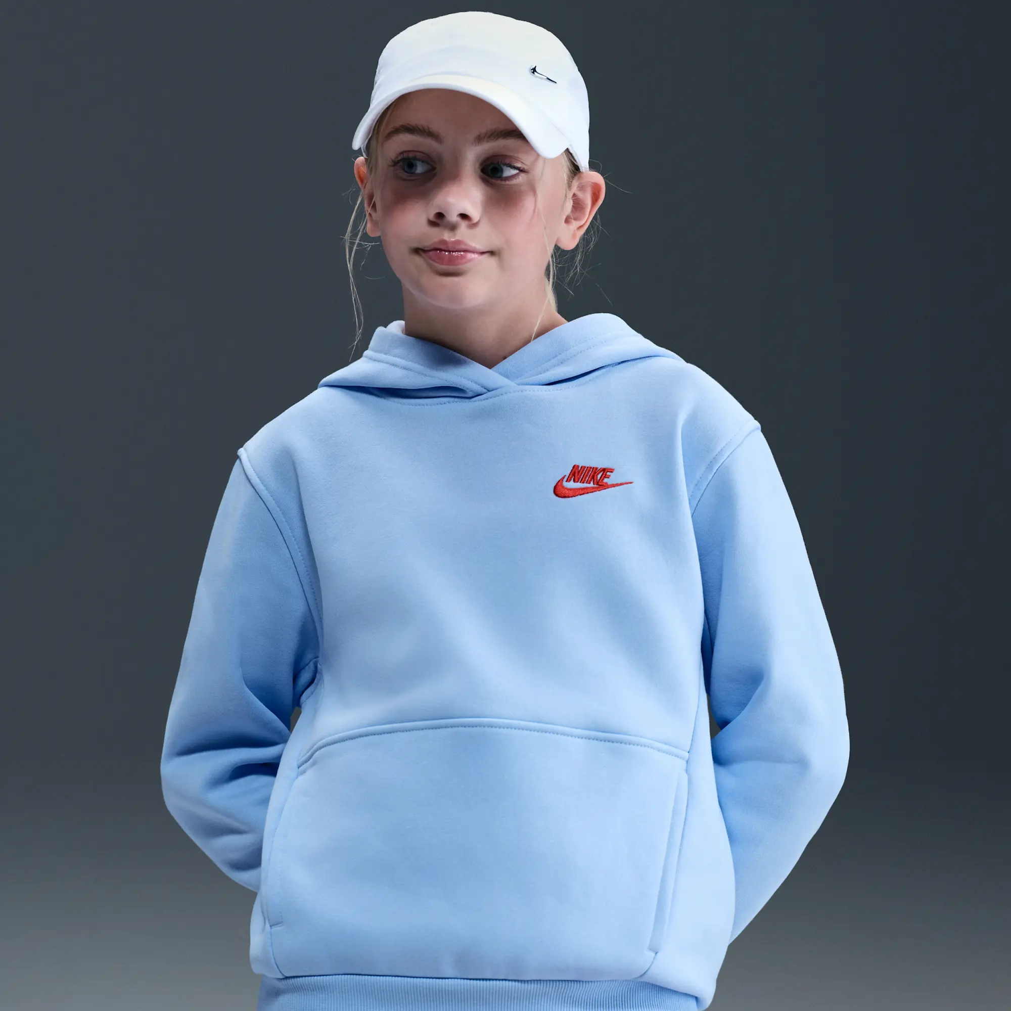 Nike Sportswear Club Fleece Older Kids' Pullover Hoodie - Blue - Fleece > Club Fleece