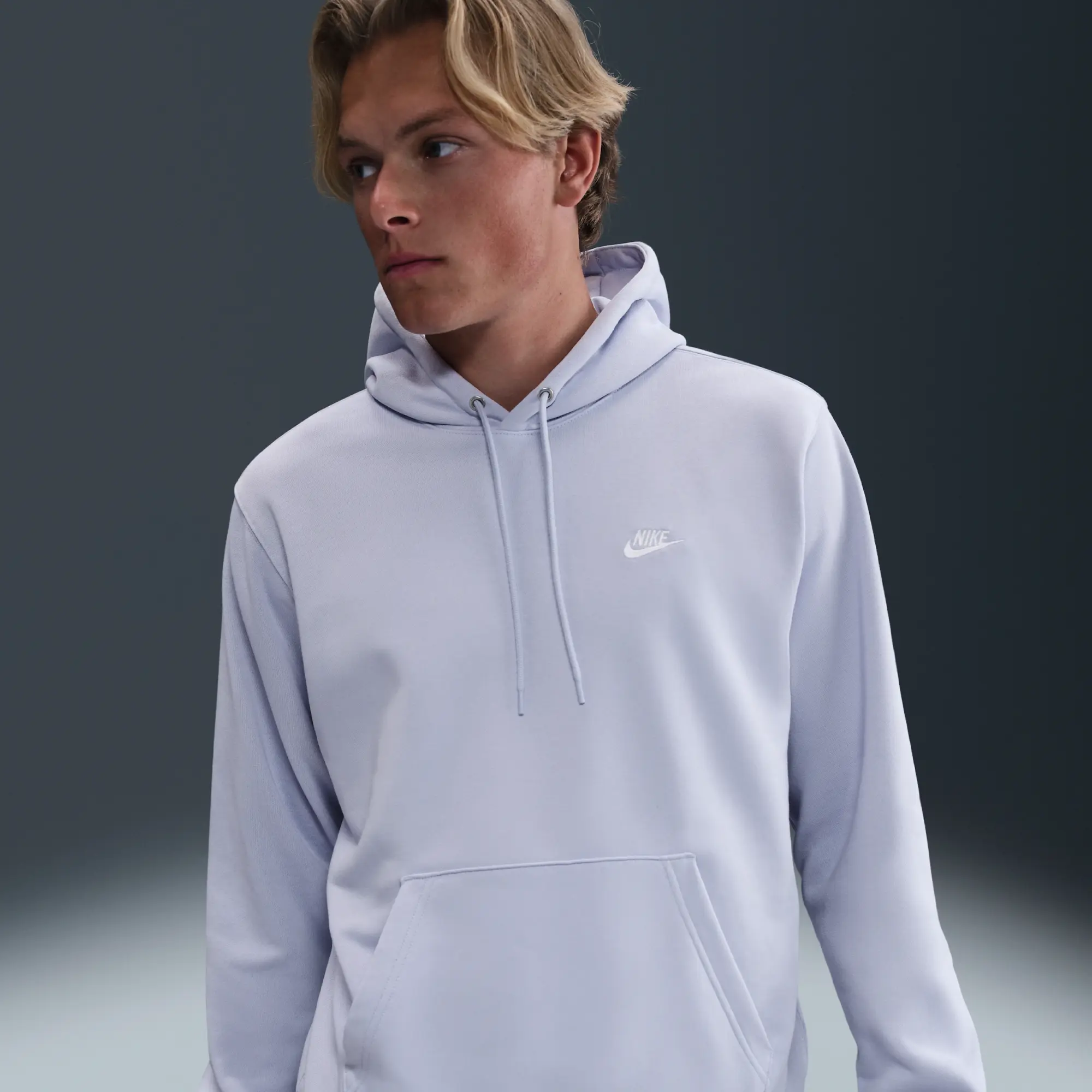 Nike Club Men's French Terry Pullover Hoodie - Grey - Fleece > Club Fleece