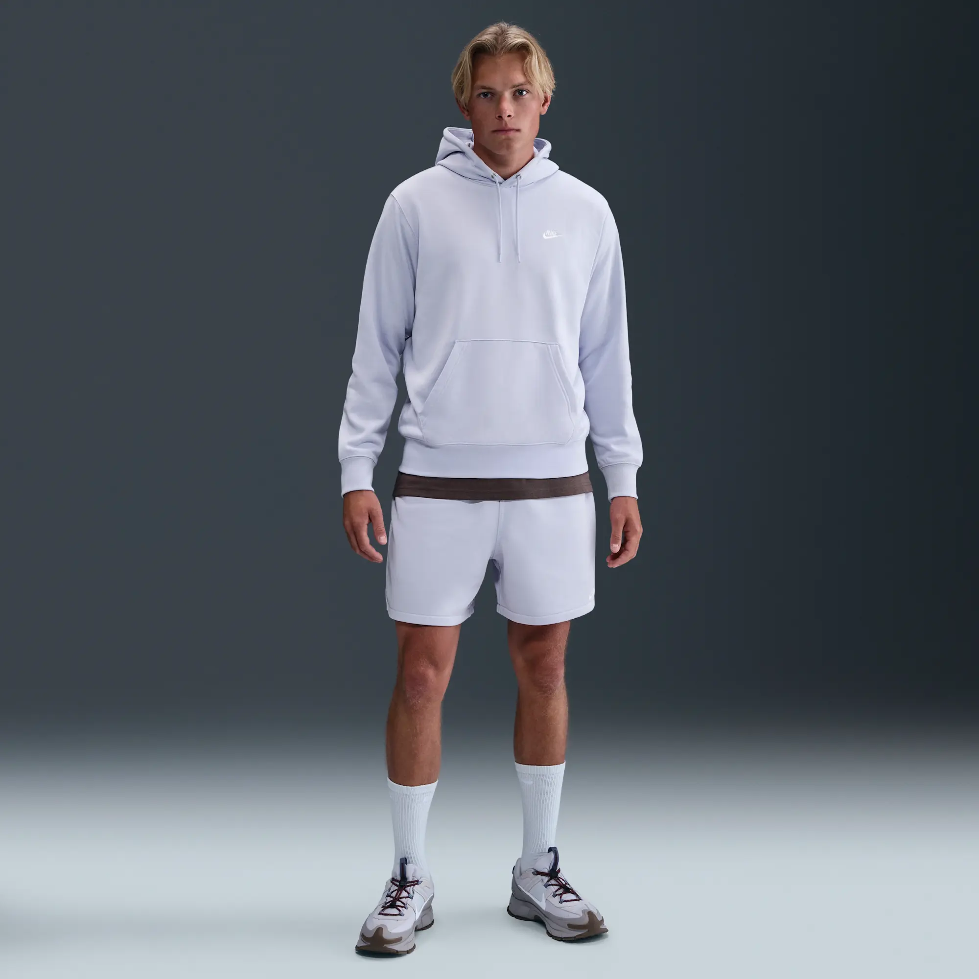 Nike Club Men's French Terry Pullover Hoodie - Grey - Fleece > Club Fleece
