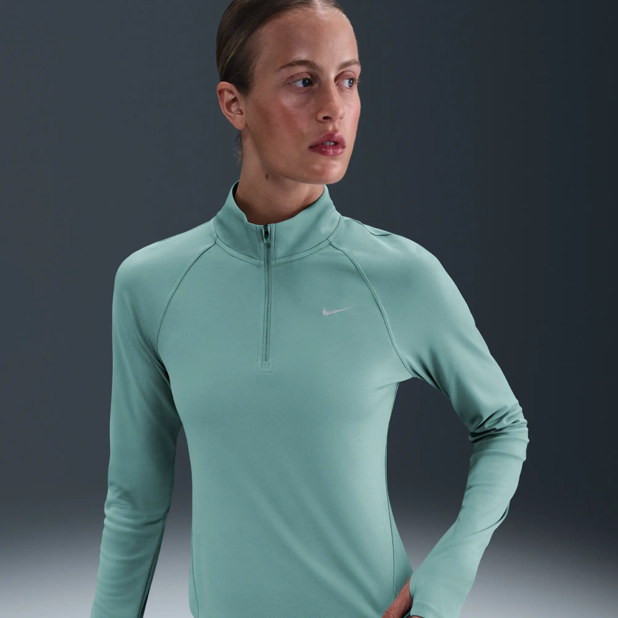 Nike Tempo Women's Dri-FIT 1/4-Zip Running Top - Green - Sustainable Materials