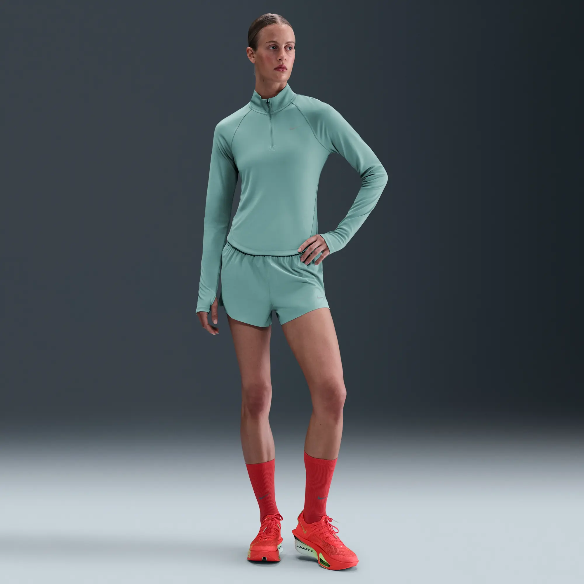 Nike Tempo Women's Dri-FIT 1/4-Zip Running Top - Green - Sustainable Materials