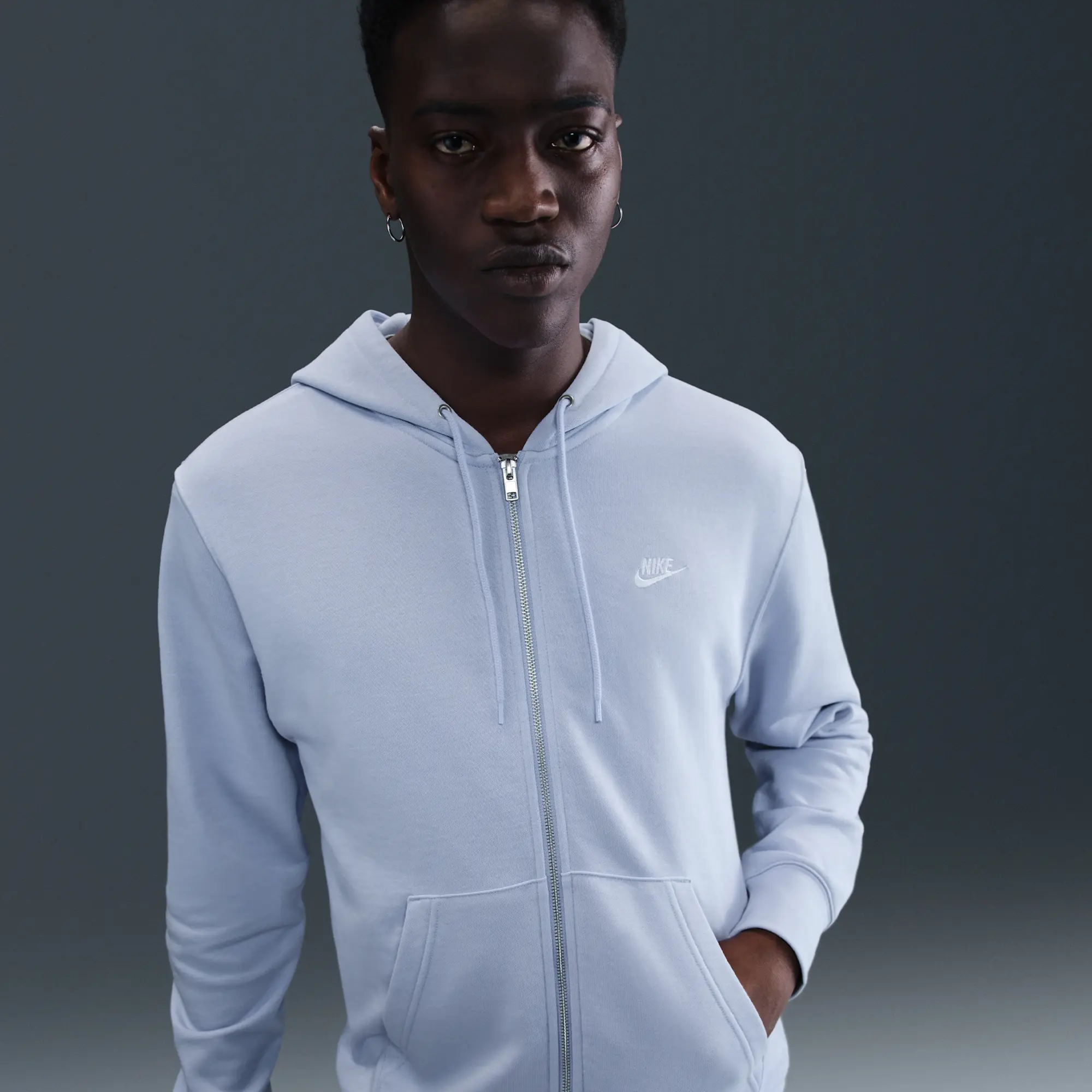 Nike Club Men's Full-Zip French Terry Hoodie - Grey - Fleece > Club Fleece