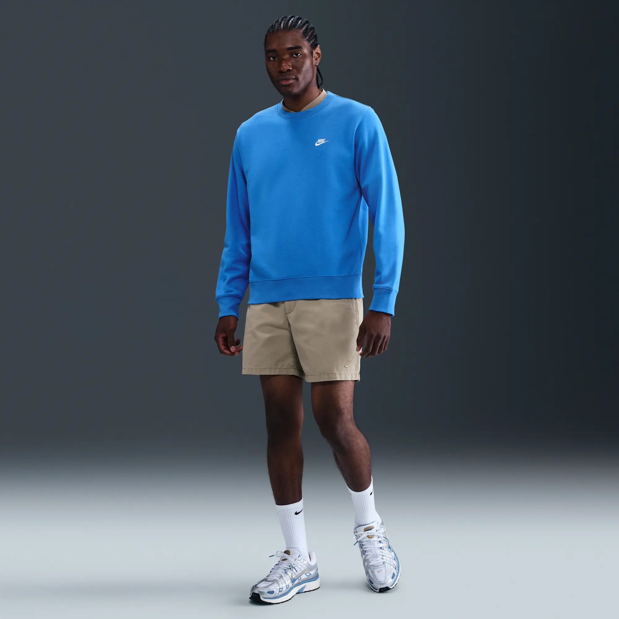 Nike Club Men's French Terry Crew - Blue - Fleece > Club Fleece