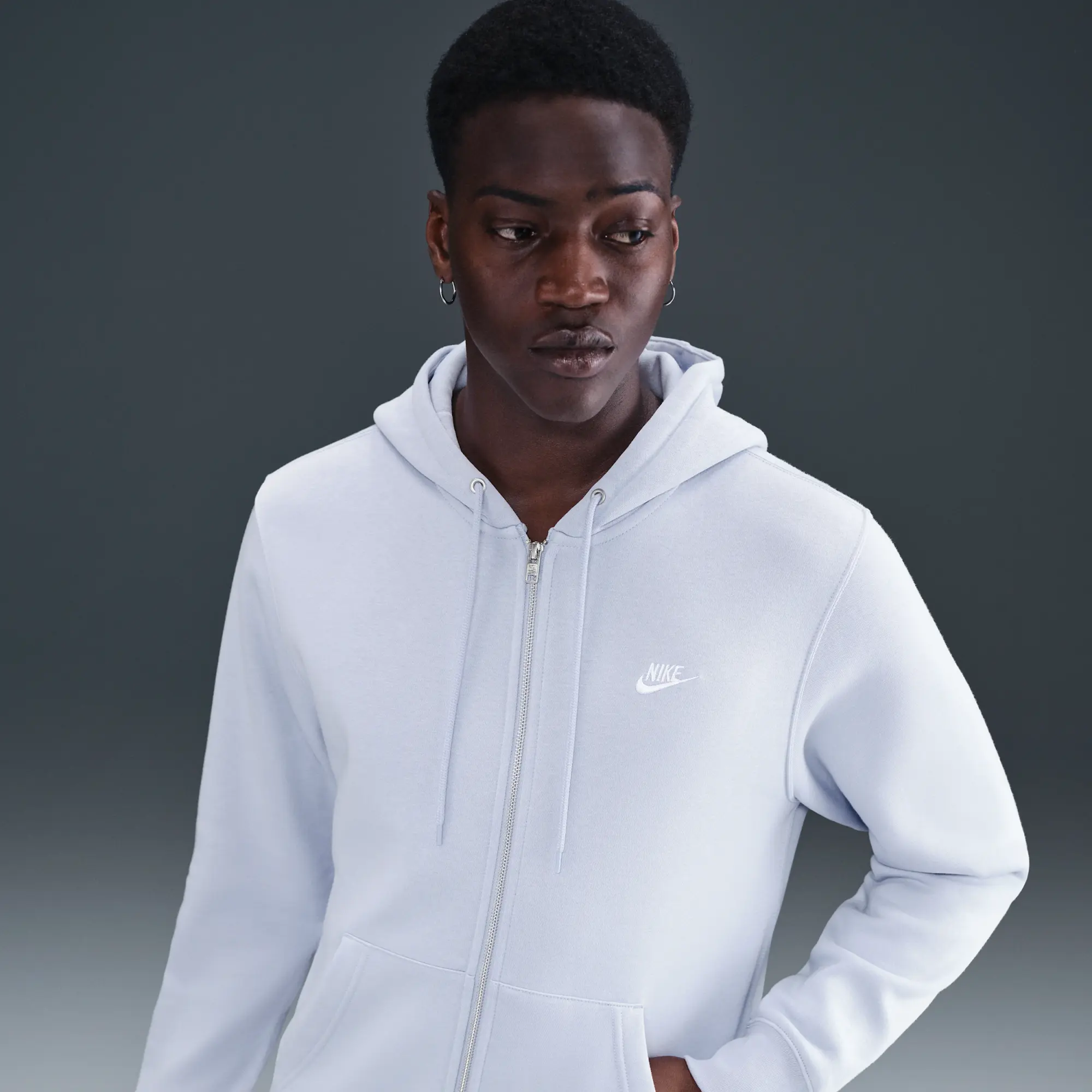 Nike Club Men's Full-Zip Fleece Hoodie - Grey - Fleece > Club Fleece