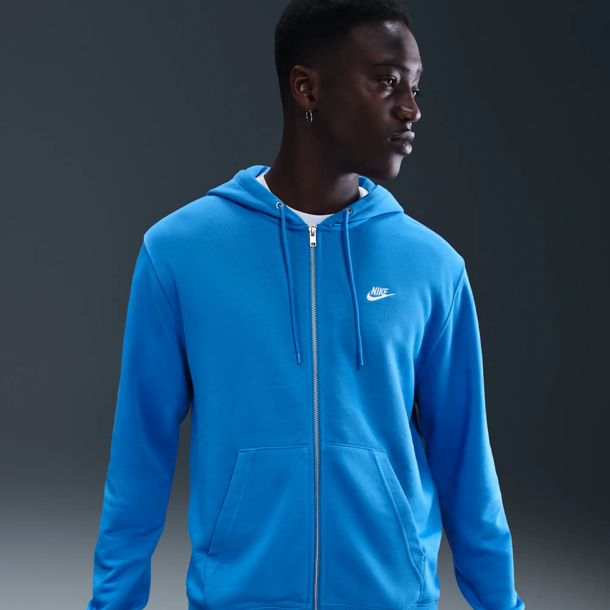 Nike Club Men's Full-Zip French Terry Hoodie - Blue - Fleece > Club Fleece