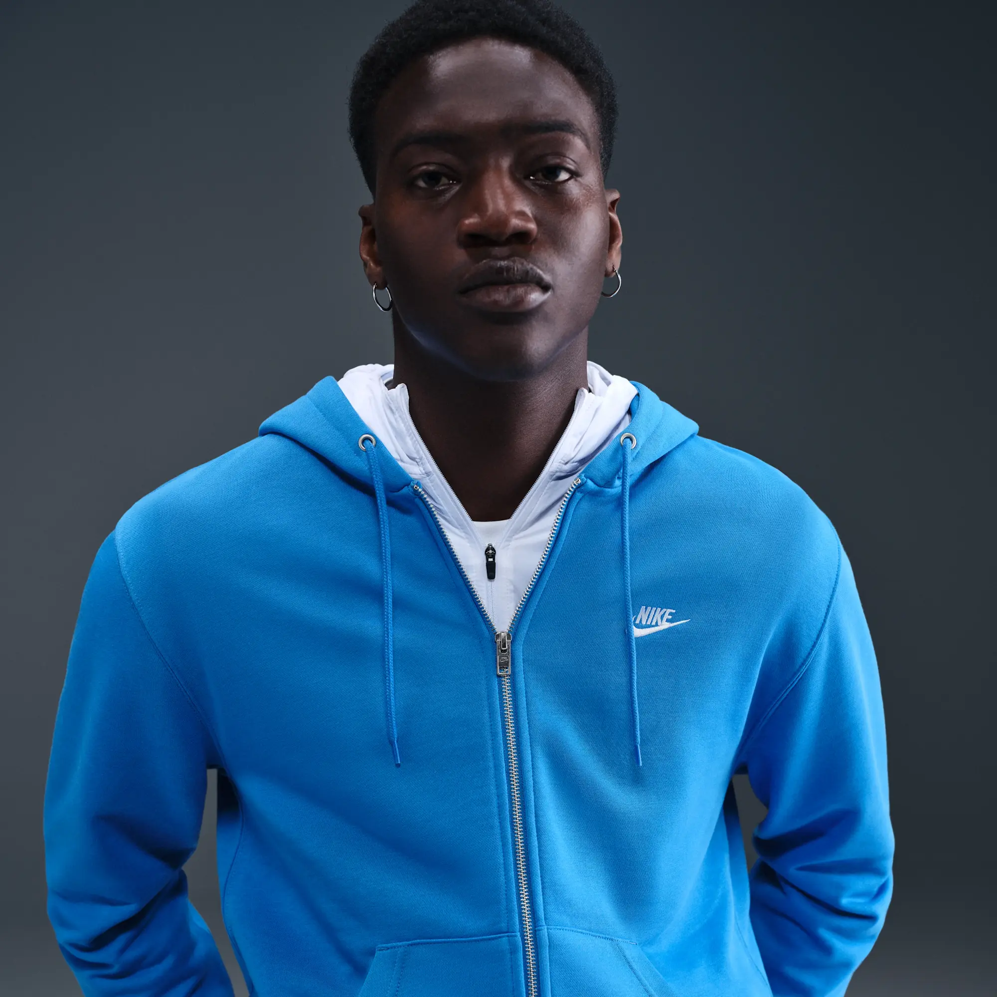 Nike Club Men's Full-Zip French Terry Hoodie - Blue - Fleece > Club Fleece