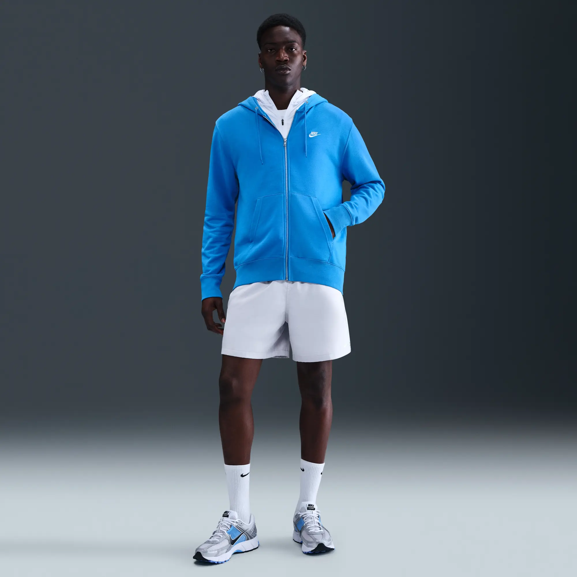 Nike Club Men's Full-Zip French Terry Hoodie - Blue - Fleece > Club Fleece