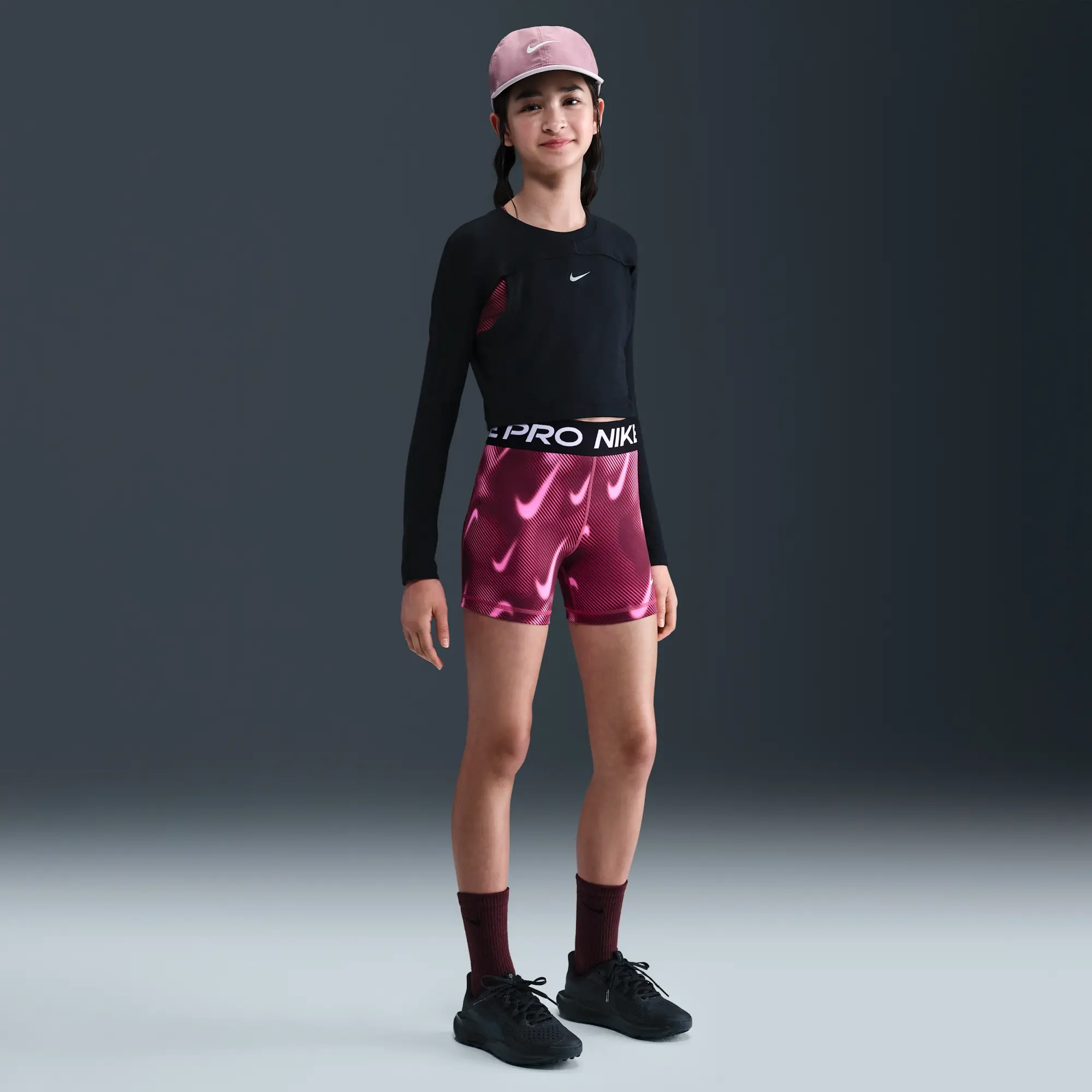 Nike Pro Older Kids' (Girls') Dri-FIT 7.5cm (approx.) Shorts - Purple - Sustainable Materials