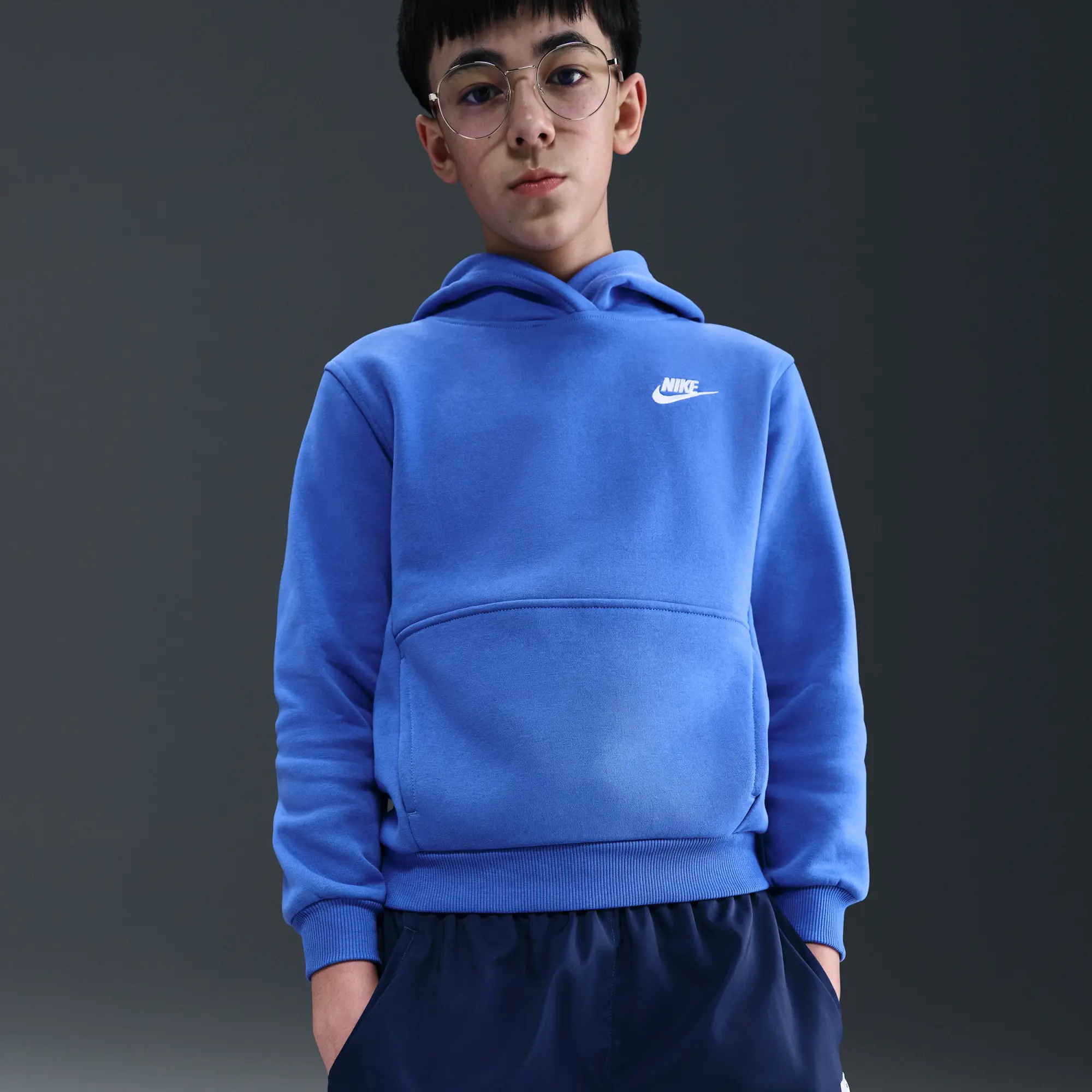 Nike Sportswear Club Fleece Older Kids' Pullover Hoodie - Blue - Fleece > Club Fleece
