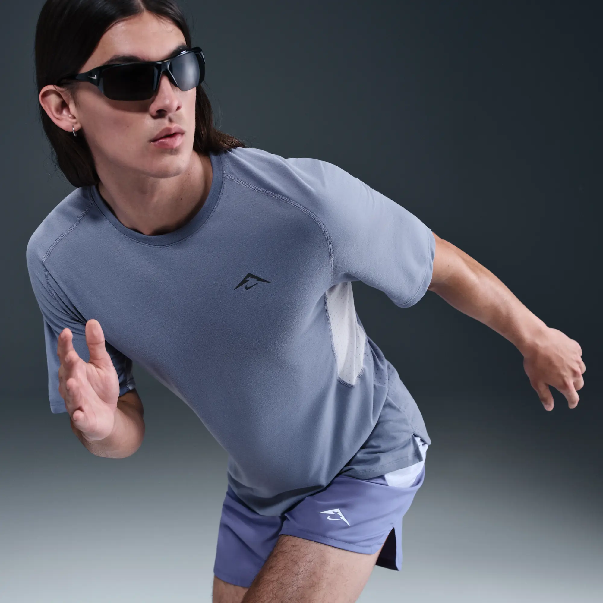 Nike Trail Solar Chase Men's Dri-FIT ADV Short-Sleeve Running Top - Blue - Sustainable Materials