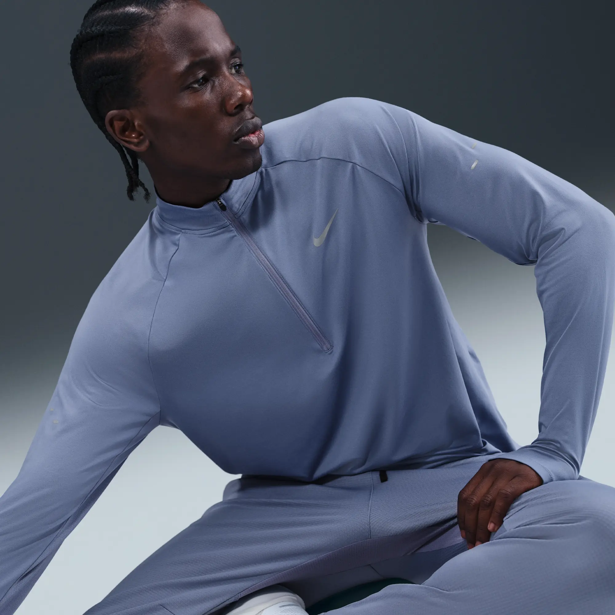 Nike Stride Men's Dri-FIT 1/4-Zip Running Top - Blue - Sustainable Materials