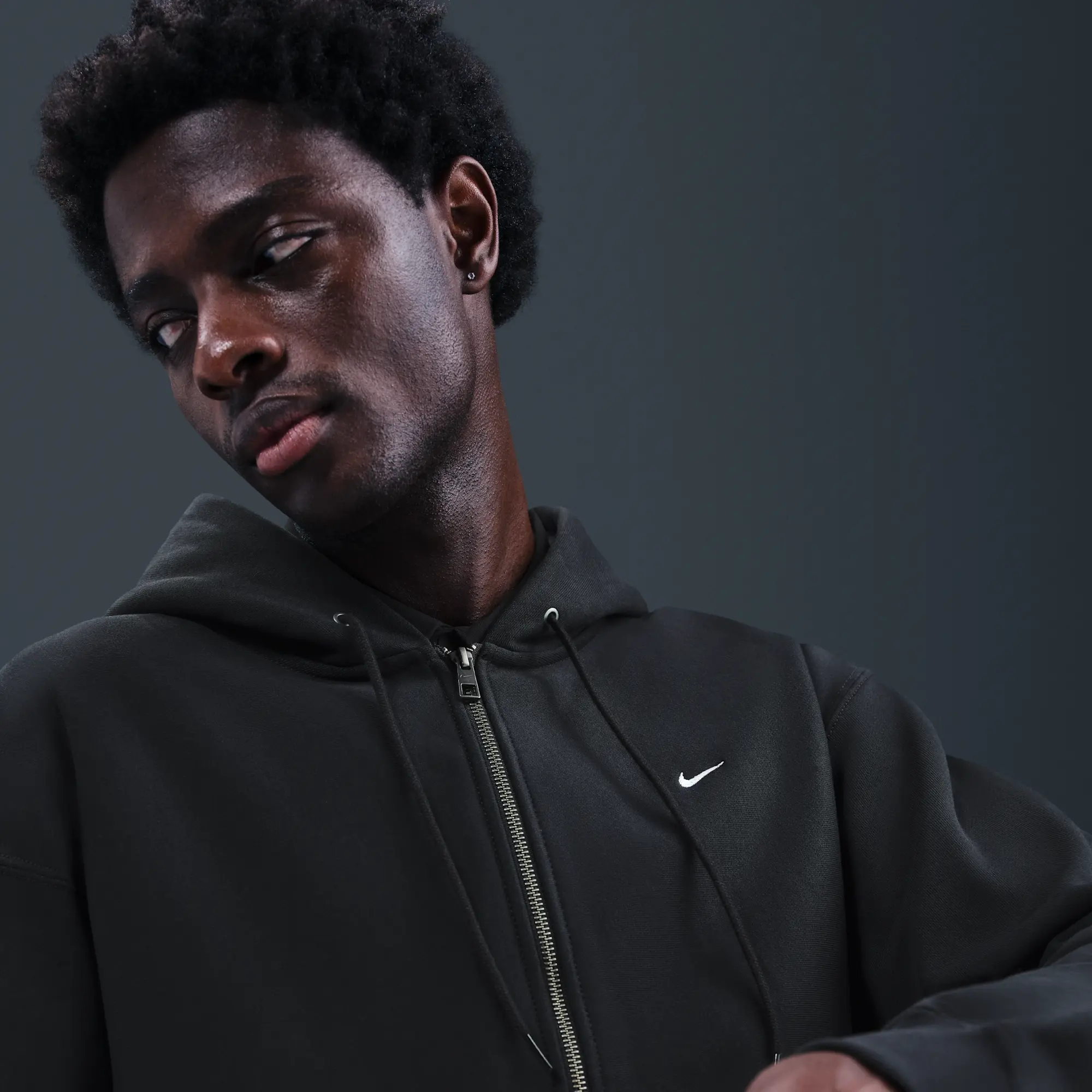 Nike Solo Swoosh Men's Full-Zip Fleece Hoodie - Black - Fleece